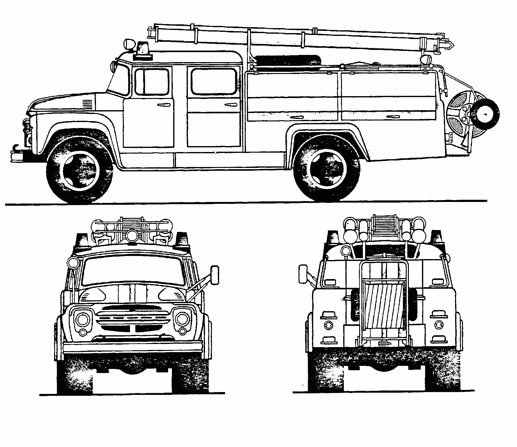 ZIL 130 Fire Truck blueprint