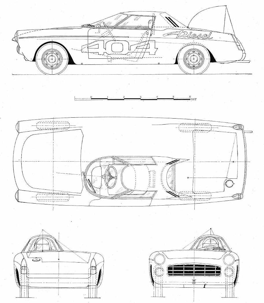 Peugeot 404 diesel record car blueprint