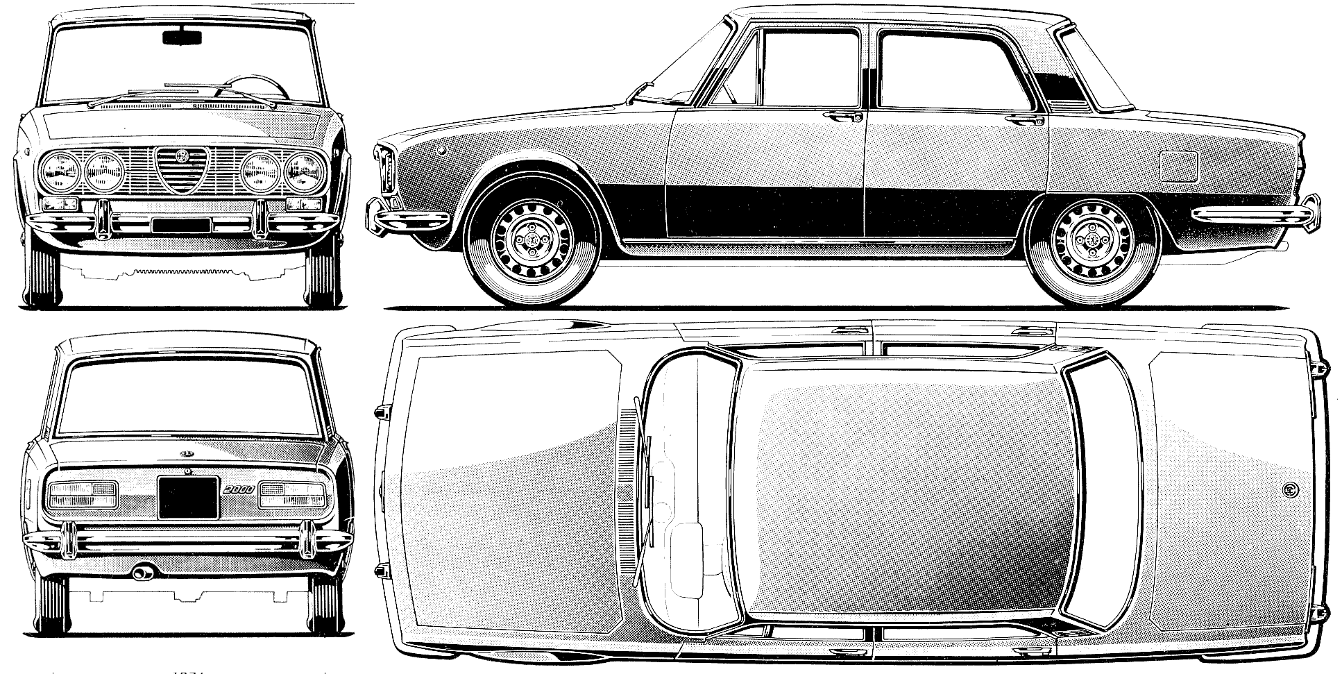 Alfa Romeo 2000 Berlina blueprint
