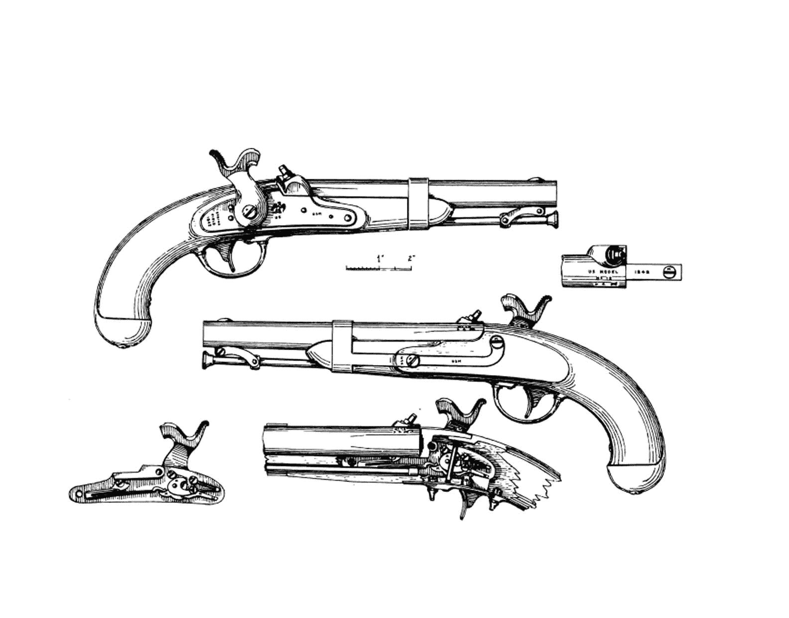 Model 1842 percussion pistol blueprint