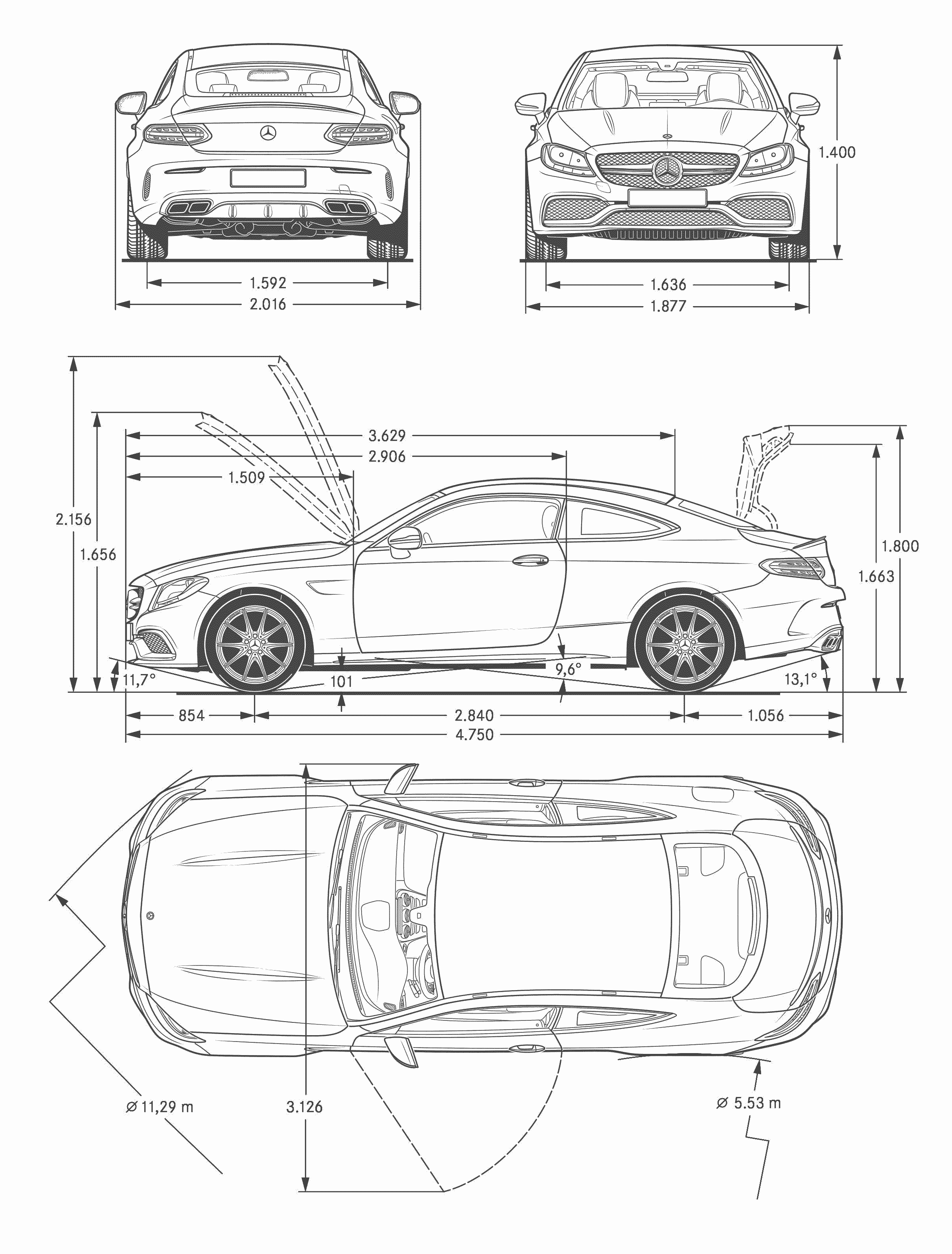 Mercedes Benz AMG C63 blueprint