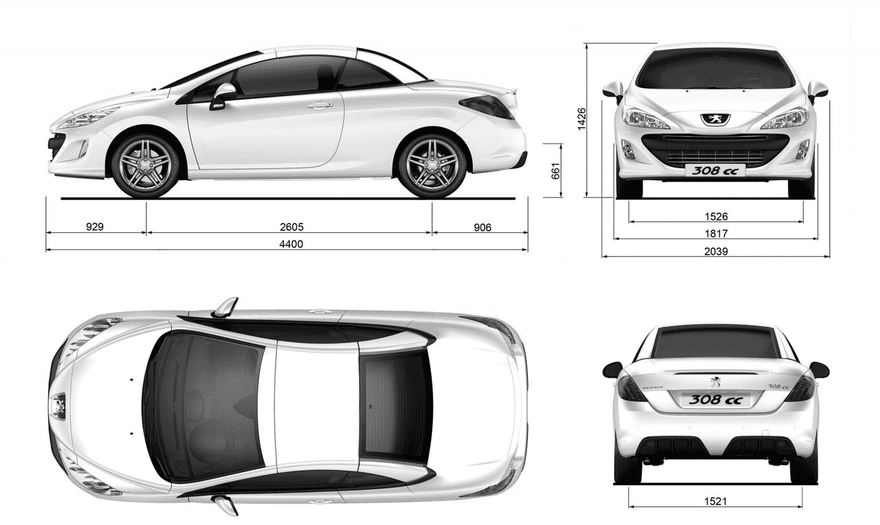 Peugeot 308 CC blueprint