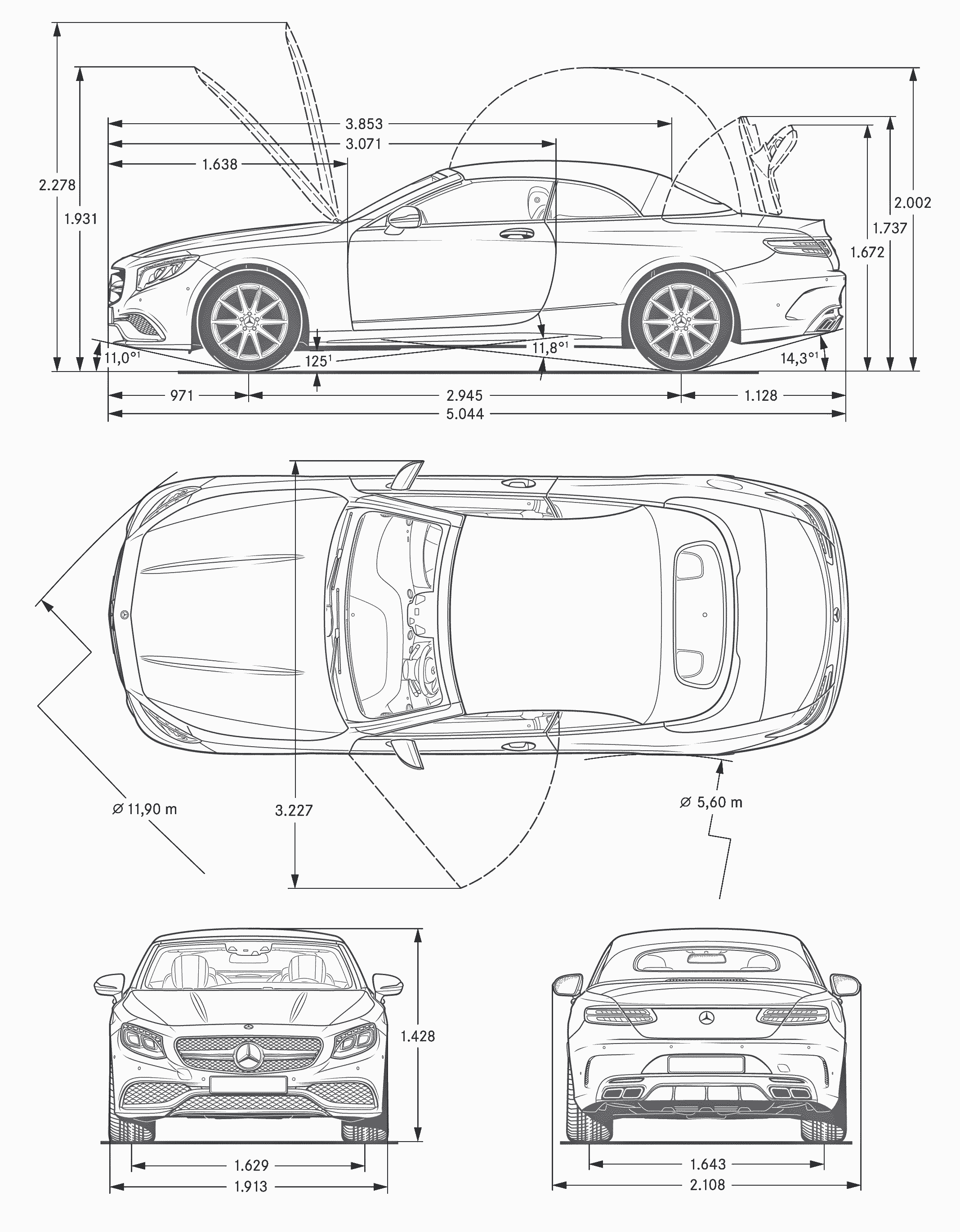 Mercedes-Benz S-Class AMG S63 blueprint