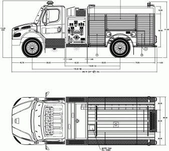 Freightliner M2 Fire truck blueprint