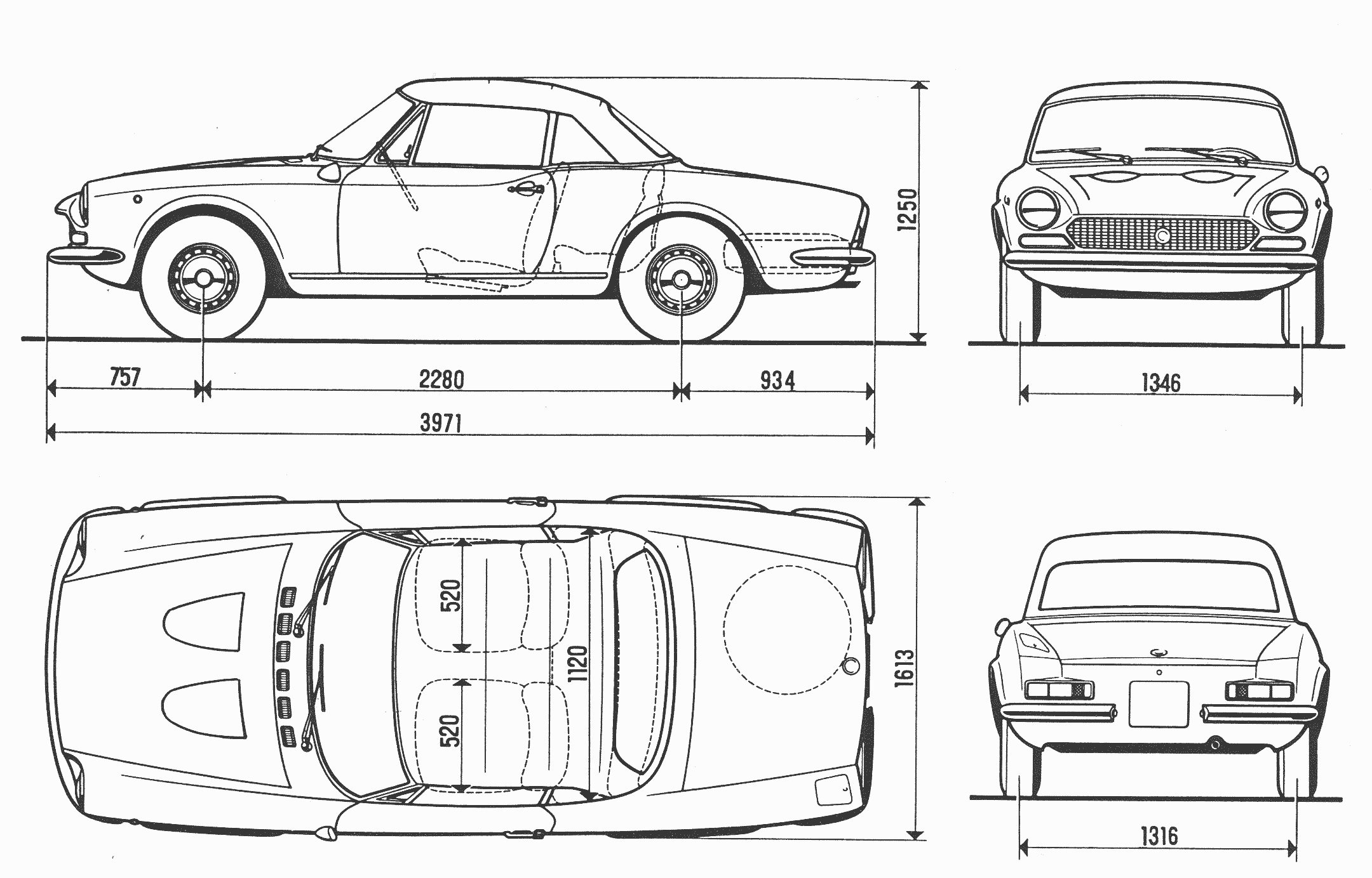 Fiat 124 Sport Spider blueprint