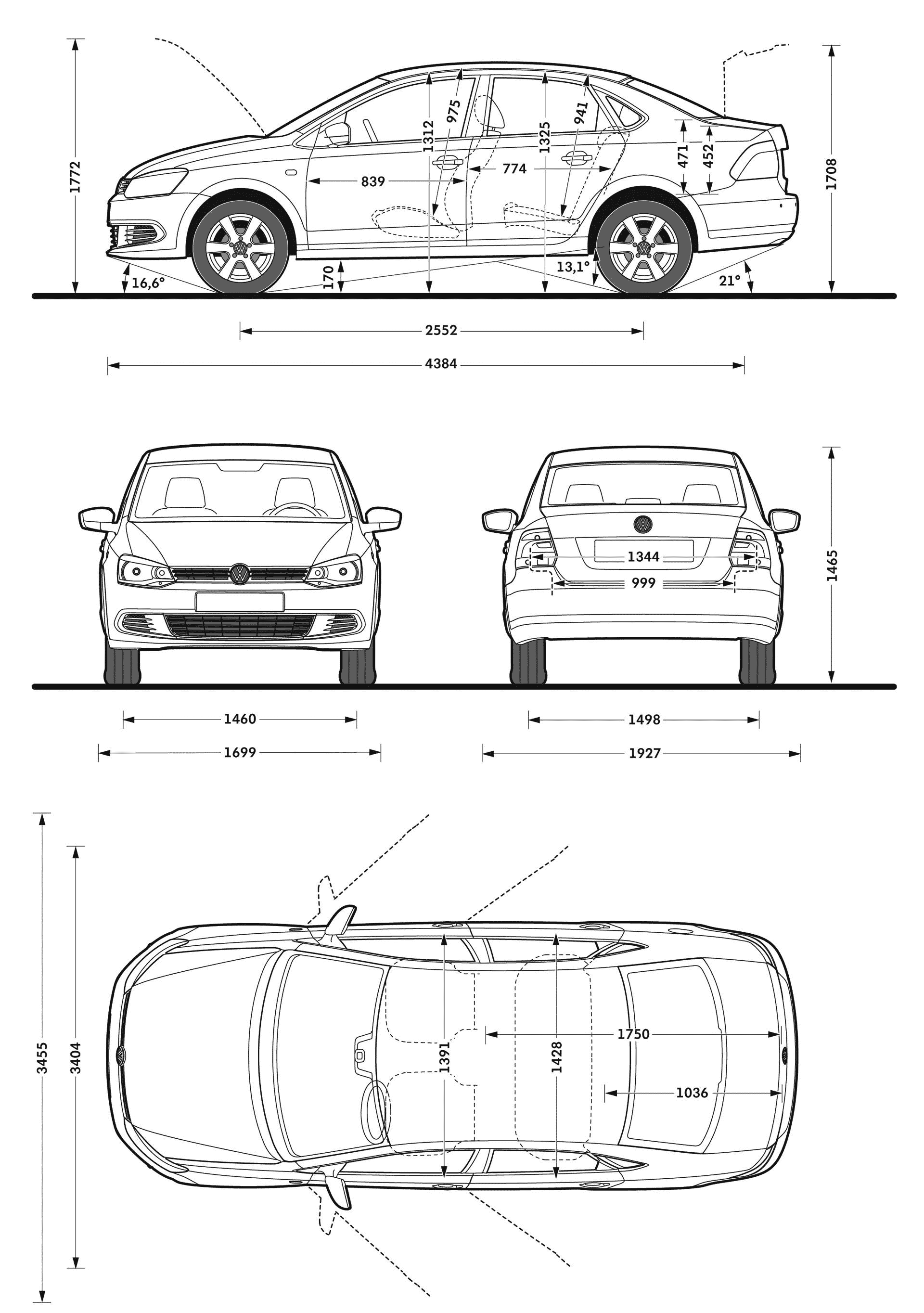 Volkswagen Polo Sedan 2010 Blueprint - Download free blueprint for 3D ...