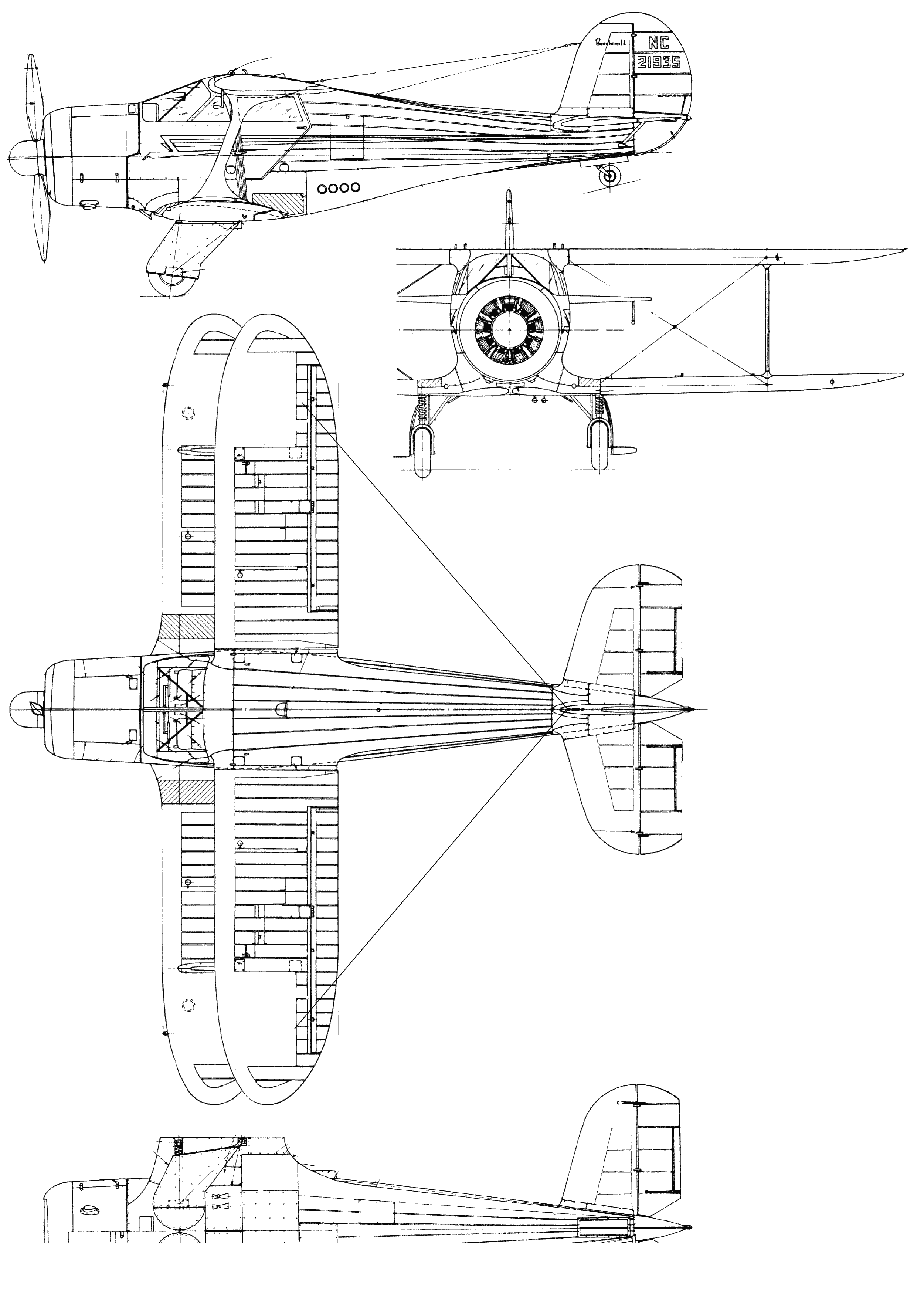 Beechcraft Model 17 Staggerwing blueprint