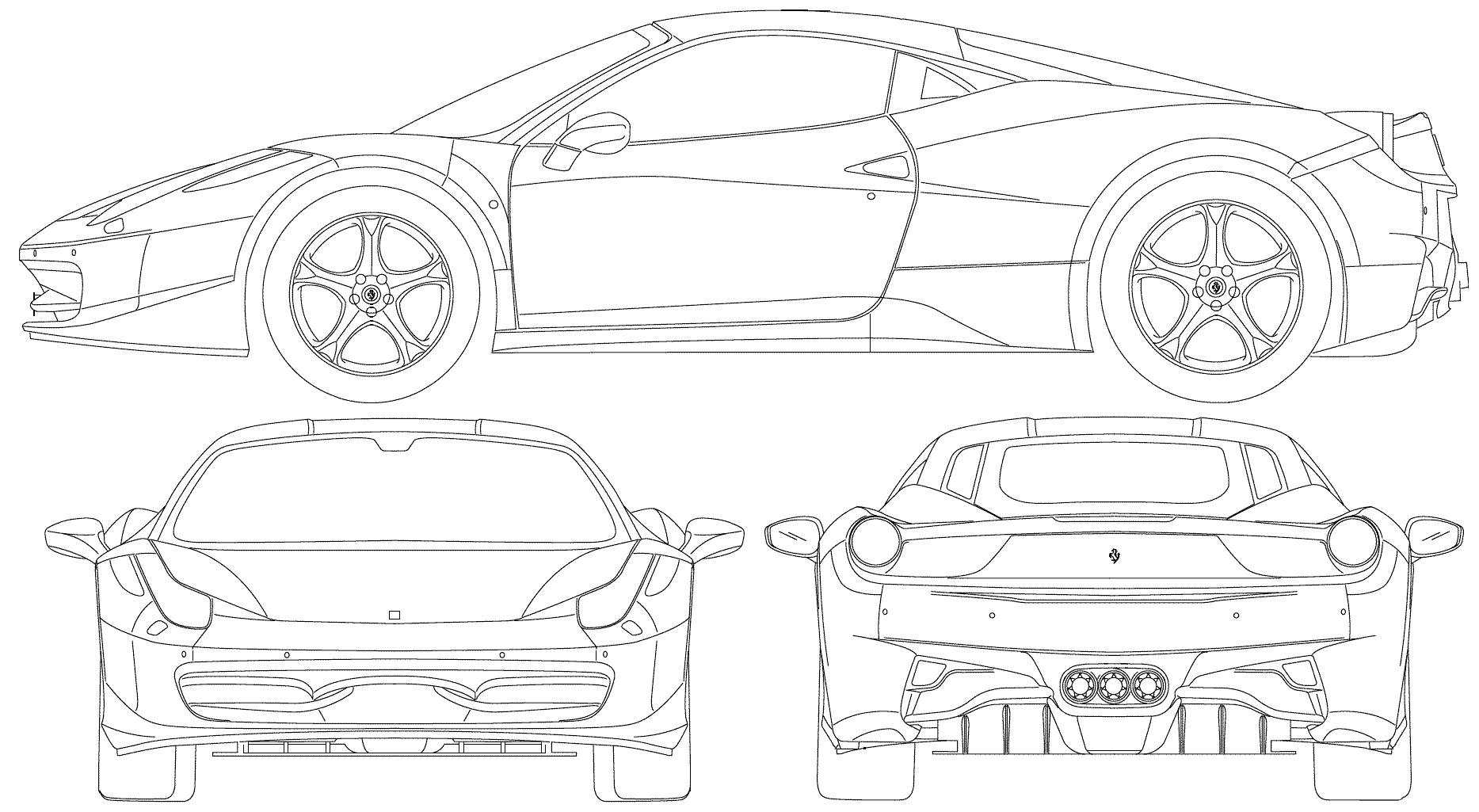 Ferrari458tegningertilfarvelaegning