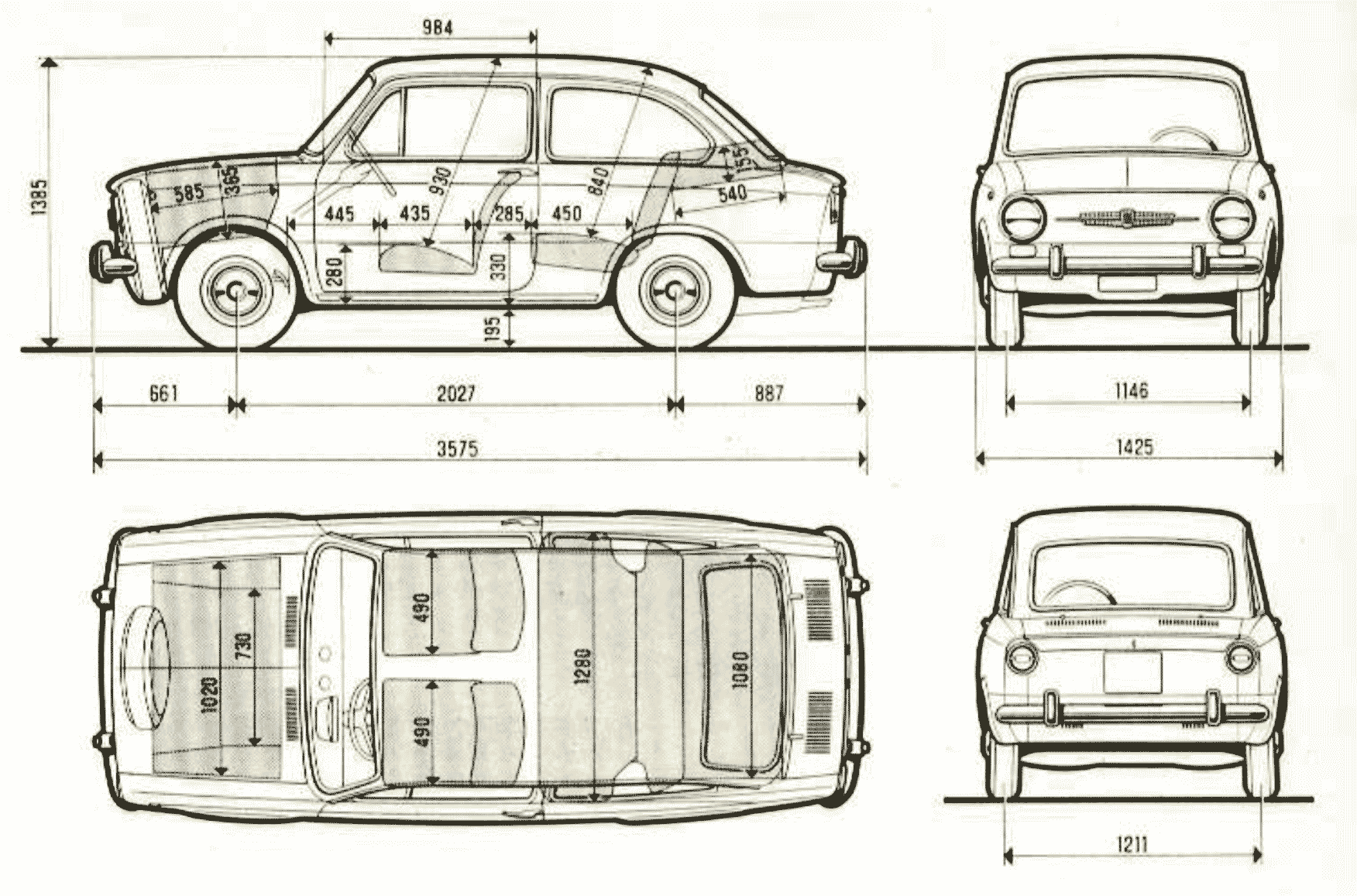 Fiat 850 blueprint