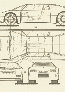 Aston Martin Bulldog blueprint