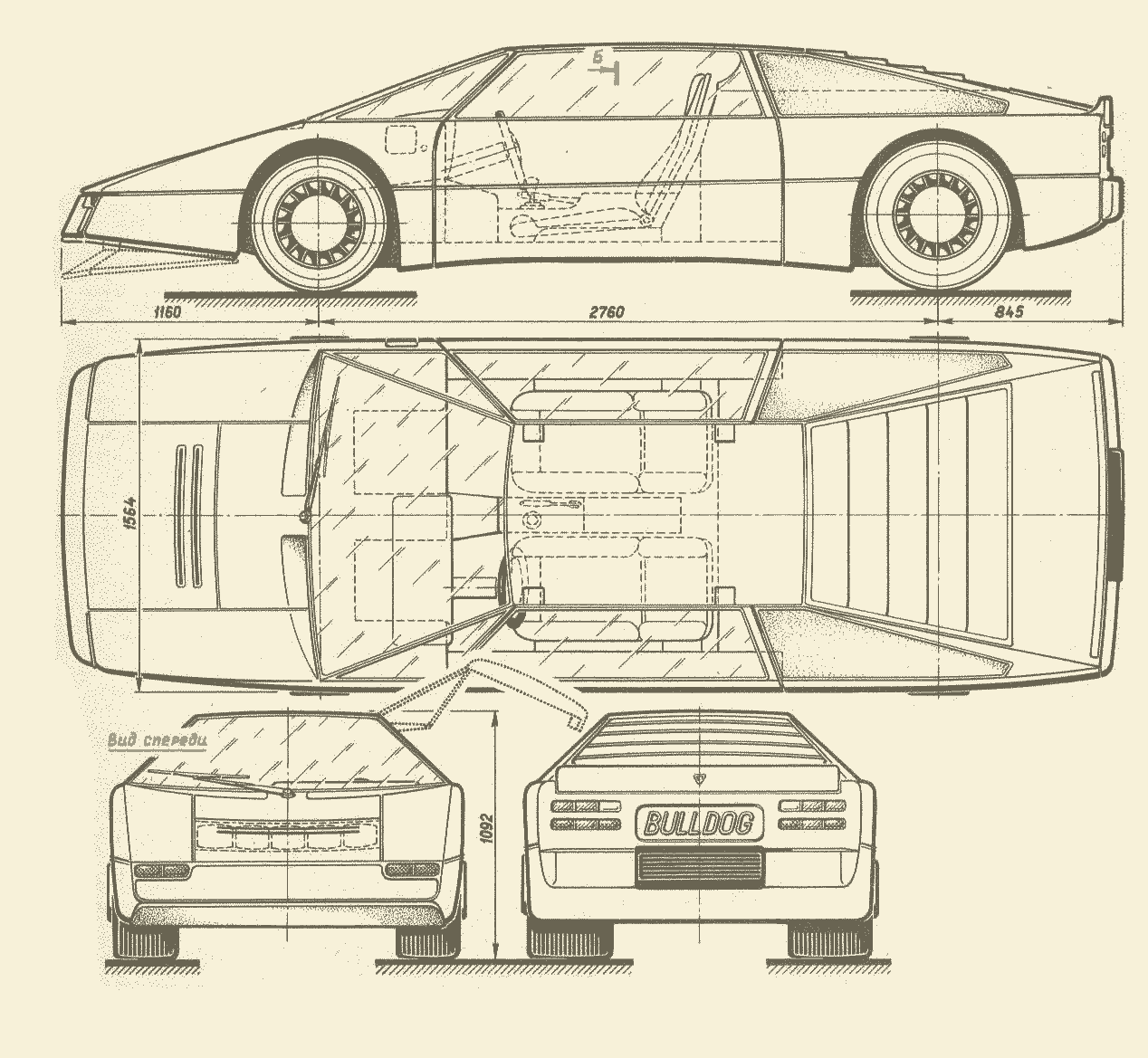 Aston Martin Bulldog blueprint