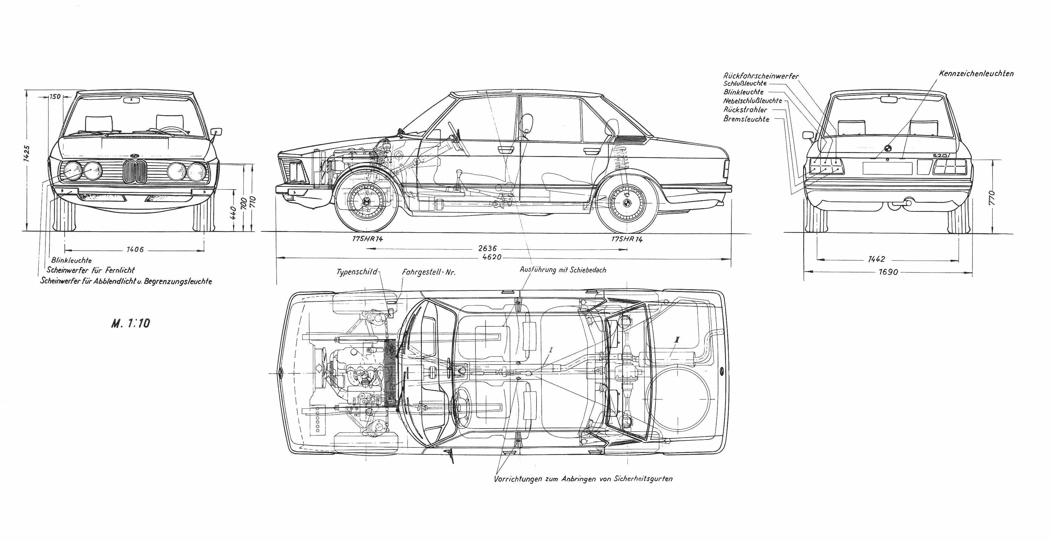 BMW 5 Series E12 blueprint