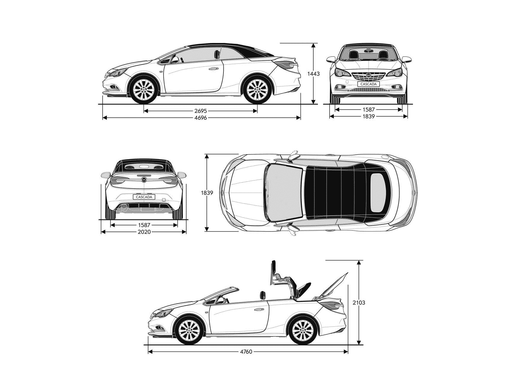 Opel Cascada blueprint