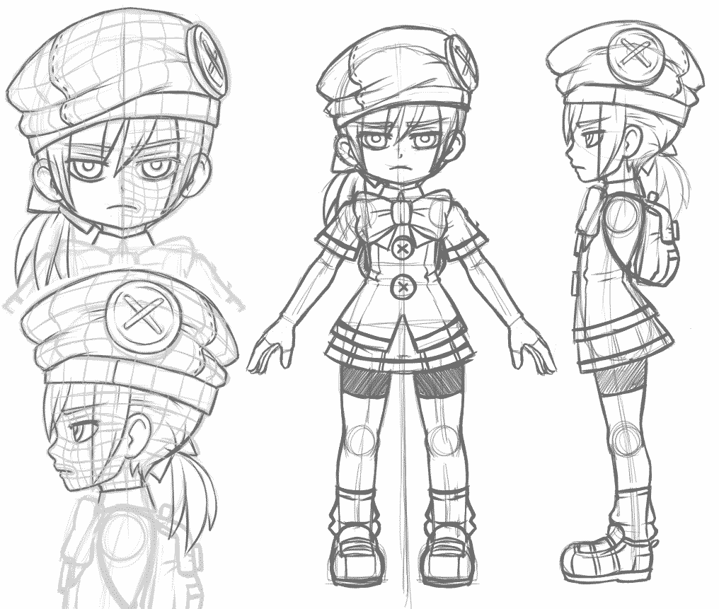 Small girl anime character Blueprint - Download free blueprint for 3D  modeling