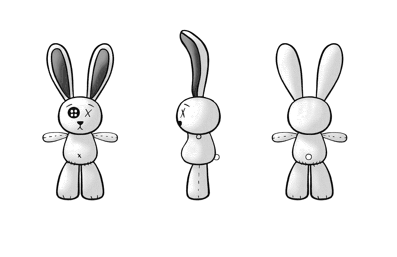 Cartoon bunny Blueprint - Download free blueprint for 3D modeling