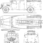 Zis-150 fire truck blueprint