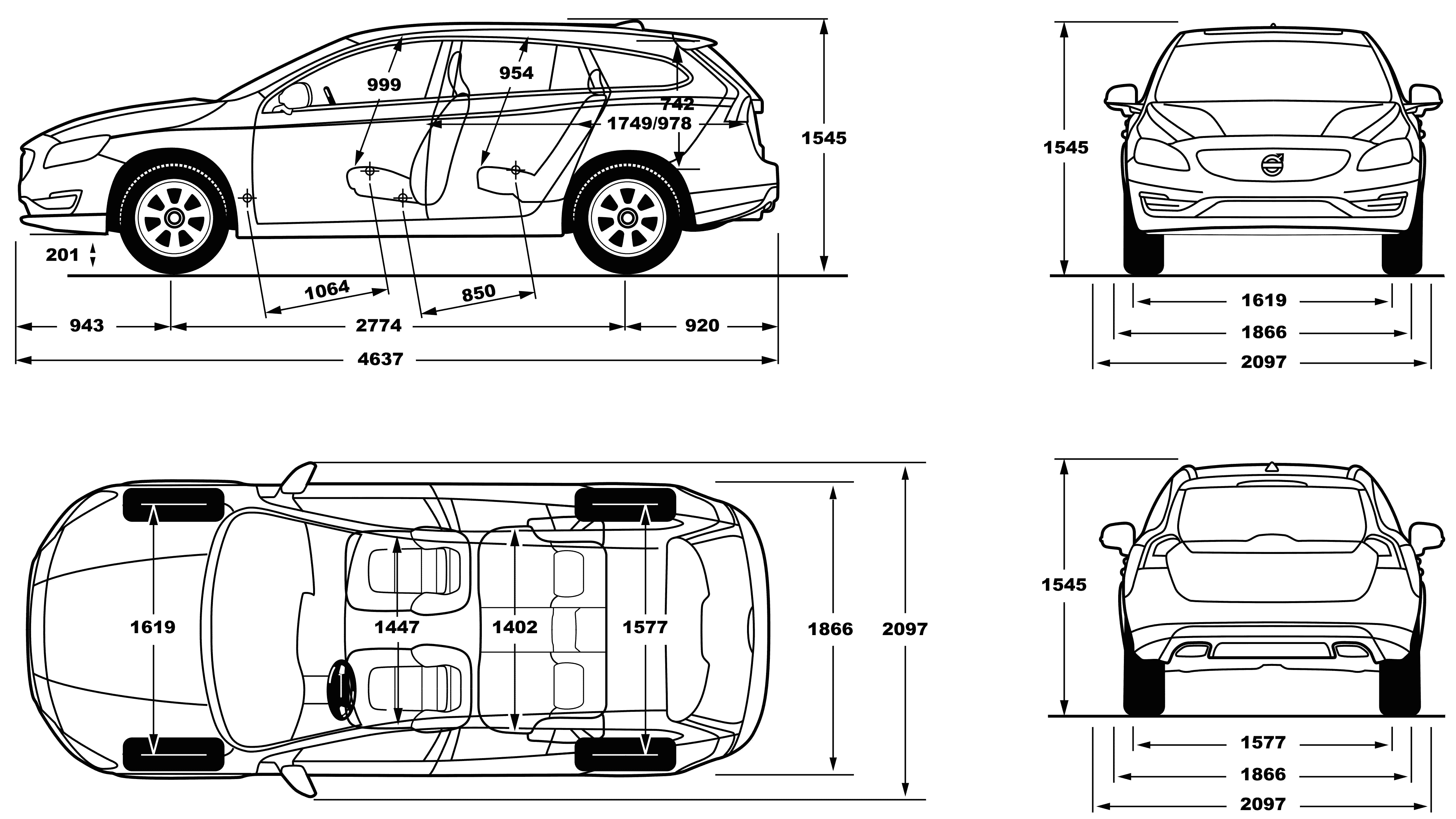 Volvo V60 blueprint