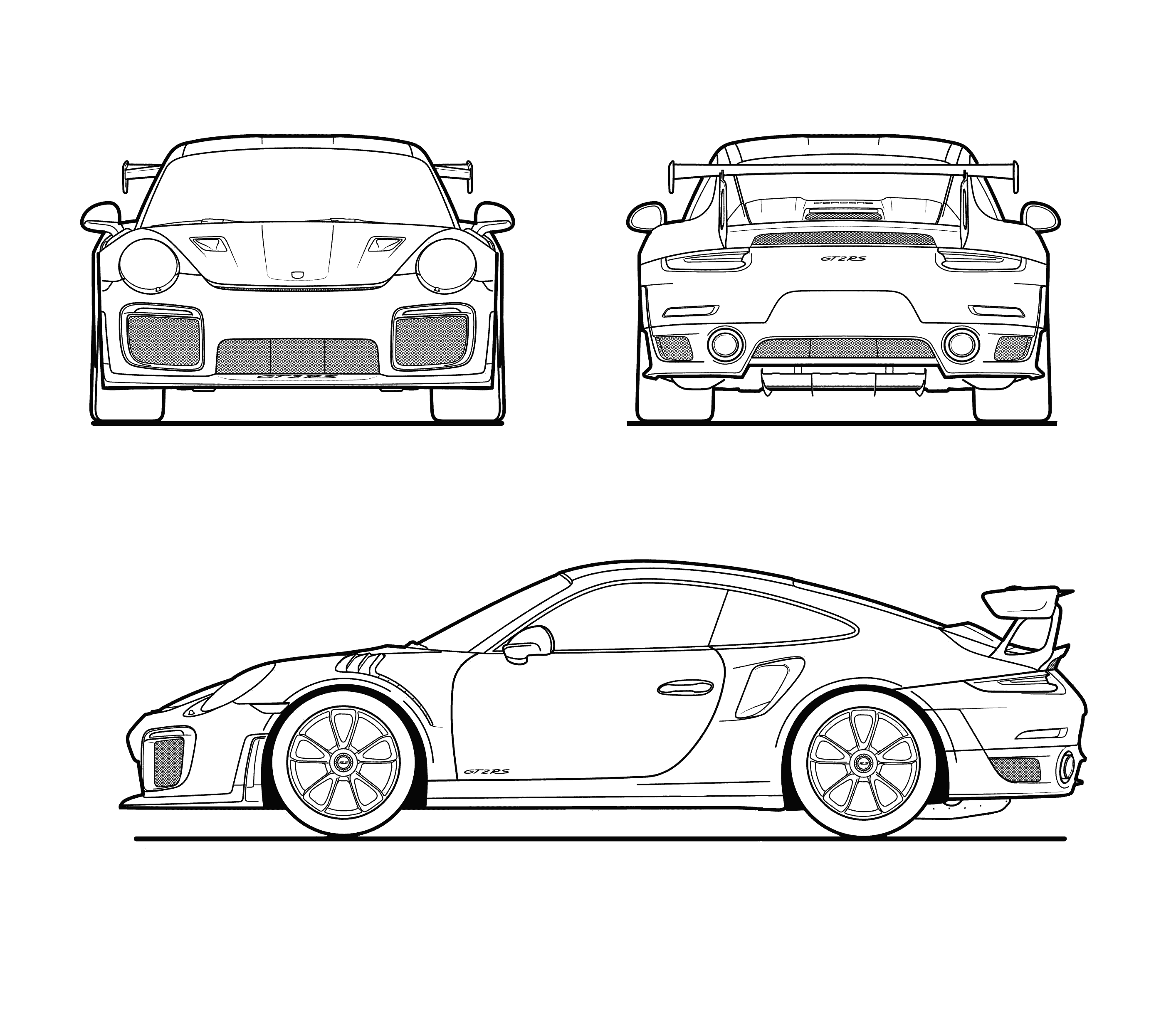 Porsche 911 GT2 blueprint