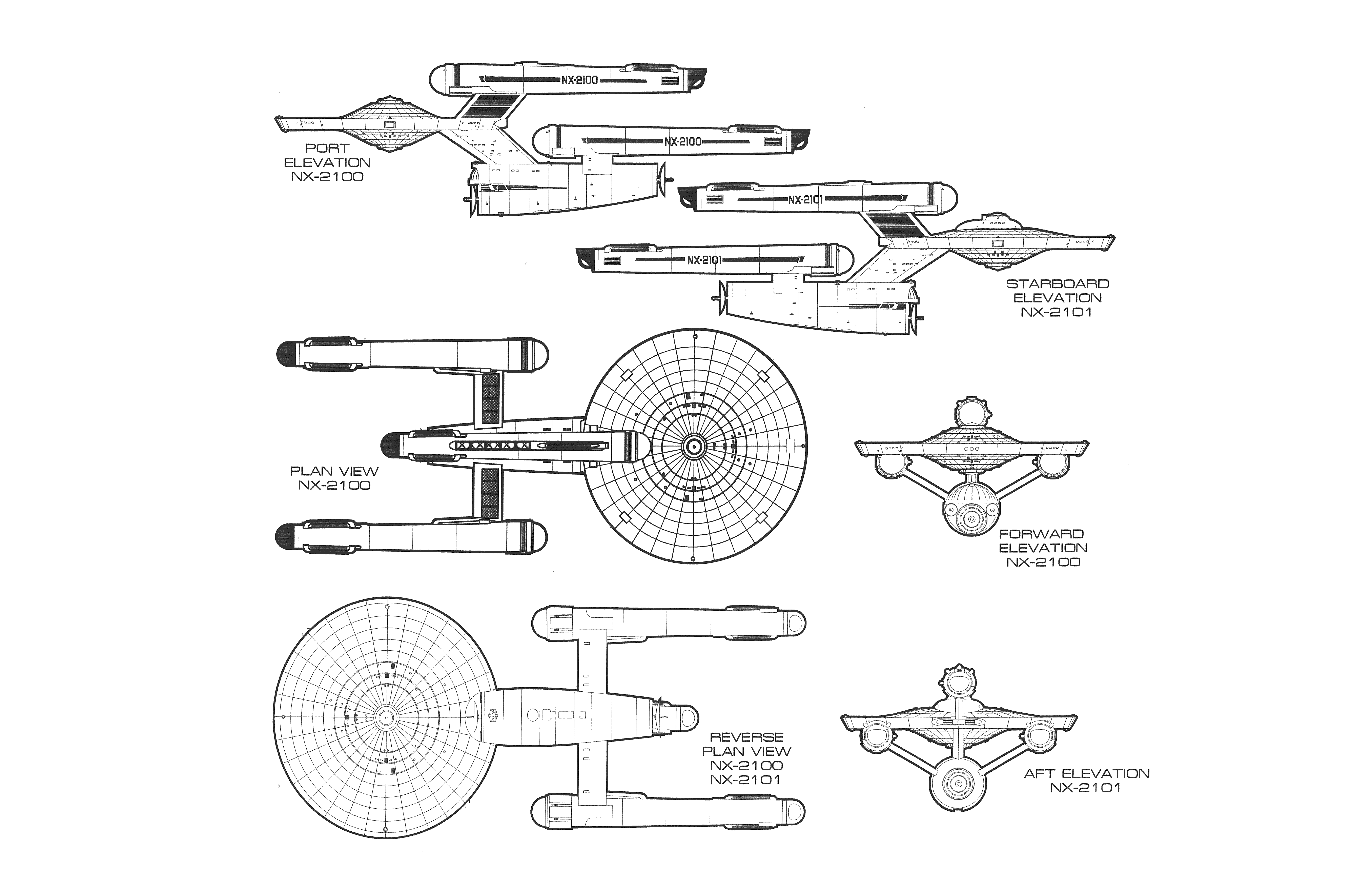 Federation-Class Starship U.S.S. Federation NCC-2100/2101 blueprint