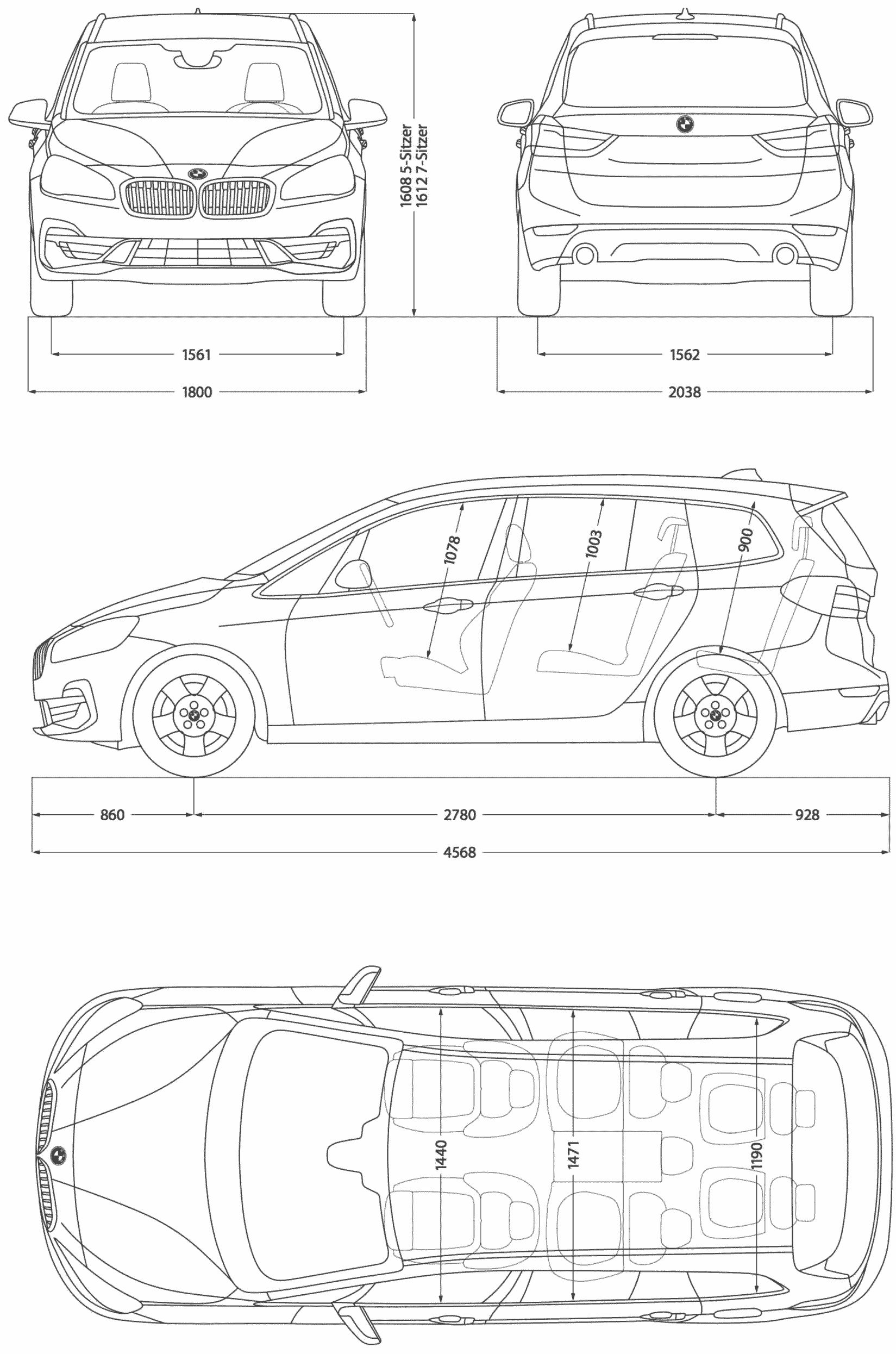 BMW 2 Series Gran Tourer blueprint
