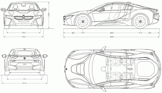 BMW i8 2018 blueprint