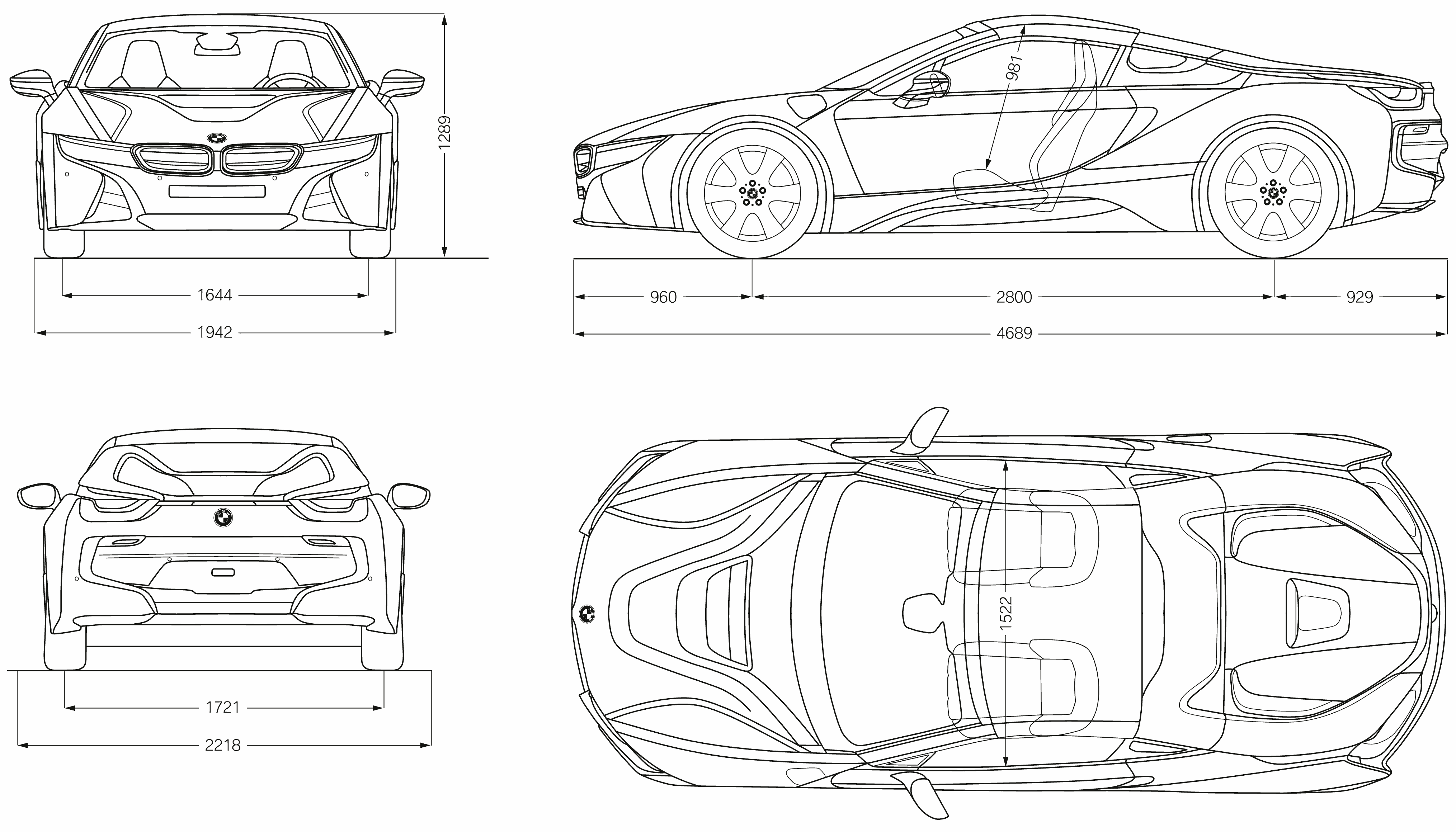 BMW i8 Roadster blueprint