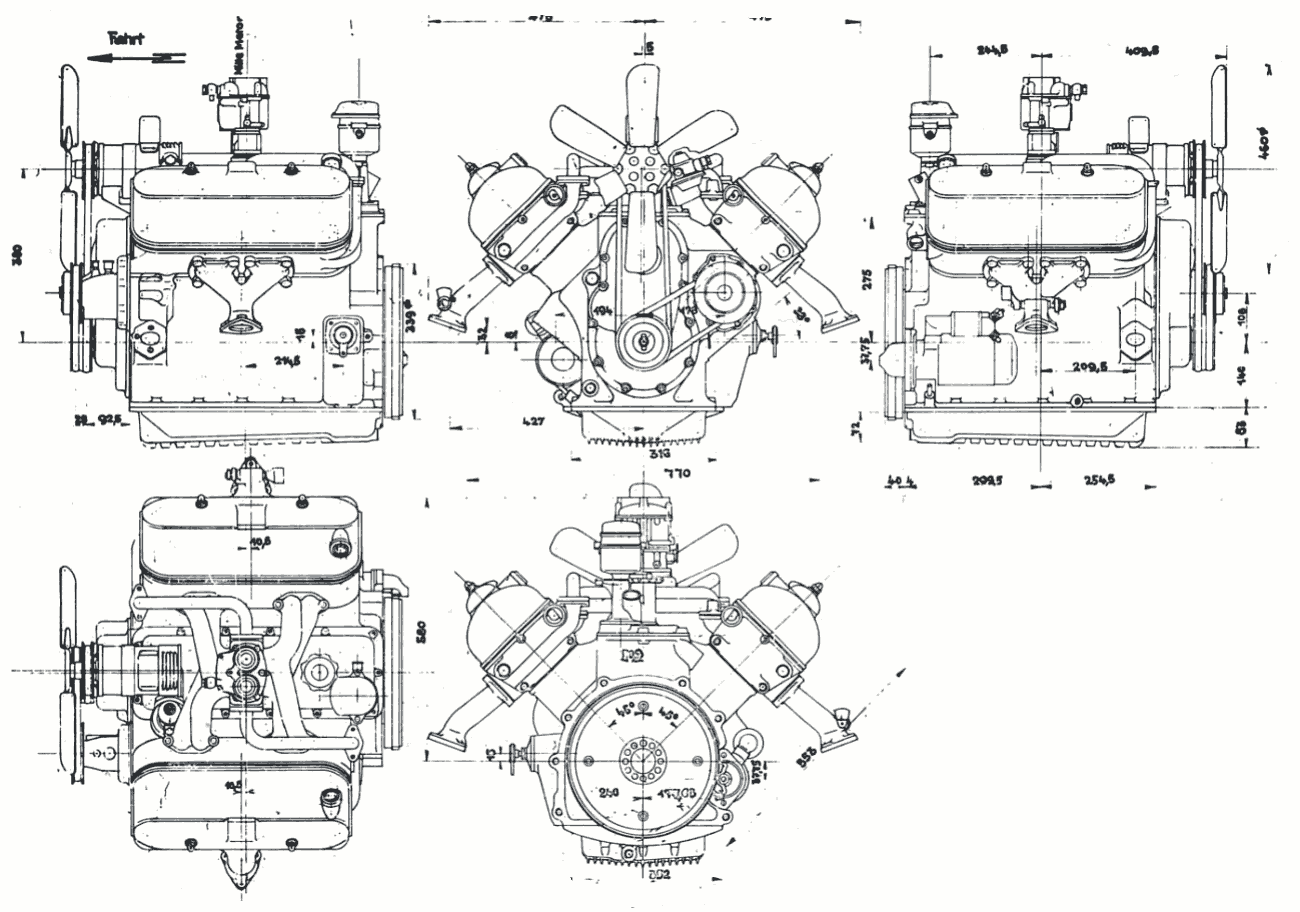 Mercedes M160 V8 engine blueprint