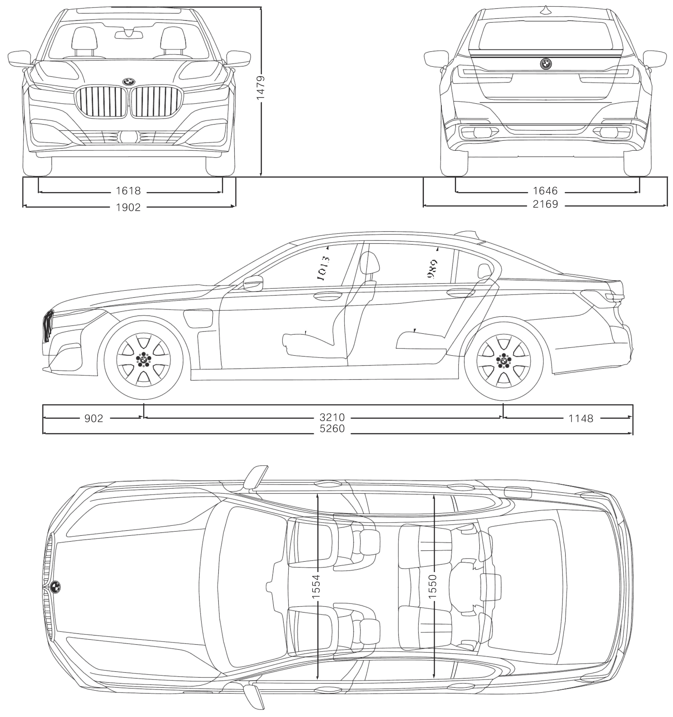 BMW 750 Li 2019 blueprint