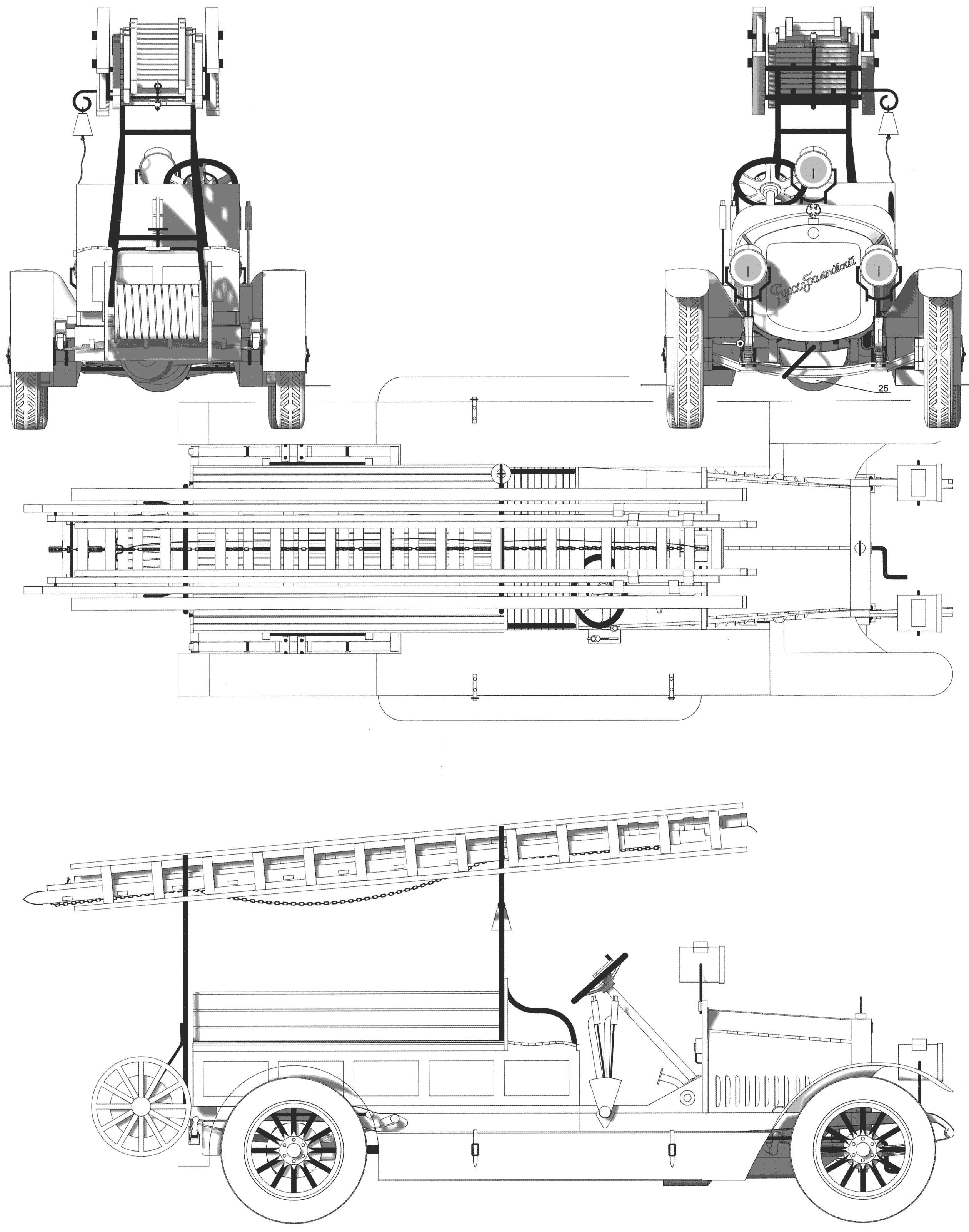 Russo-Balt model D 24/40 fire engine blueprint