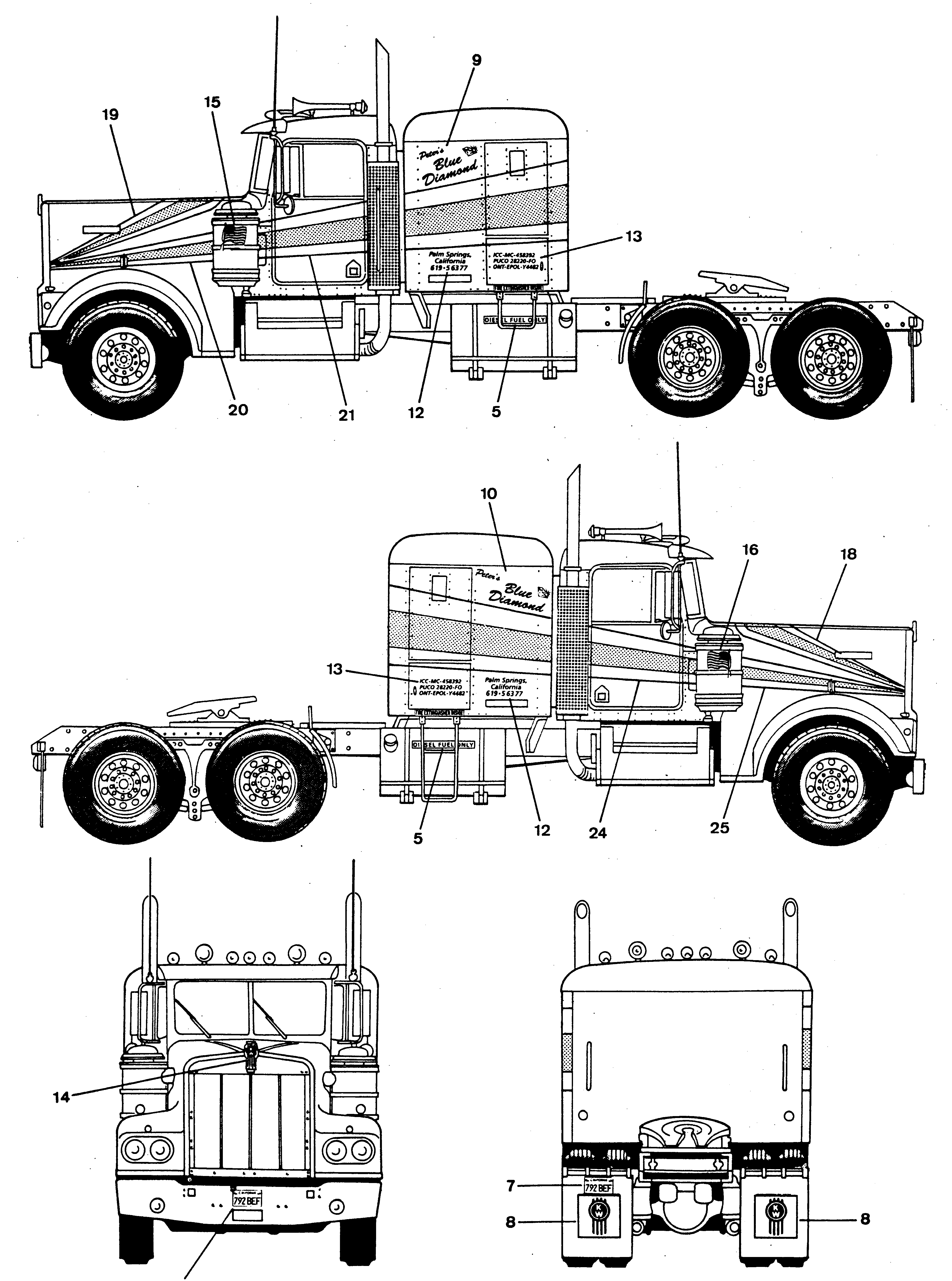 Kenworth W900 blueprint