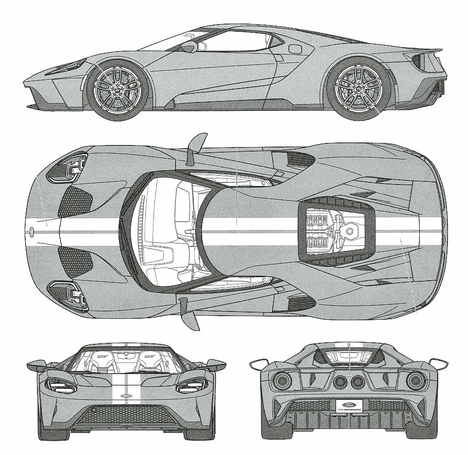 Ford GT 2018 blueprint
