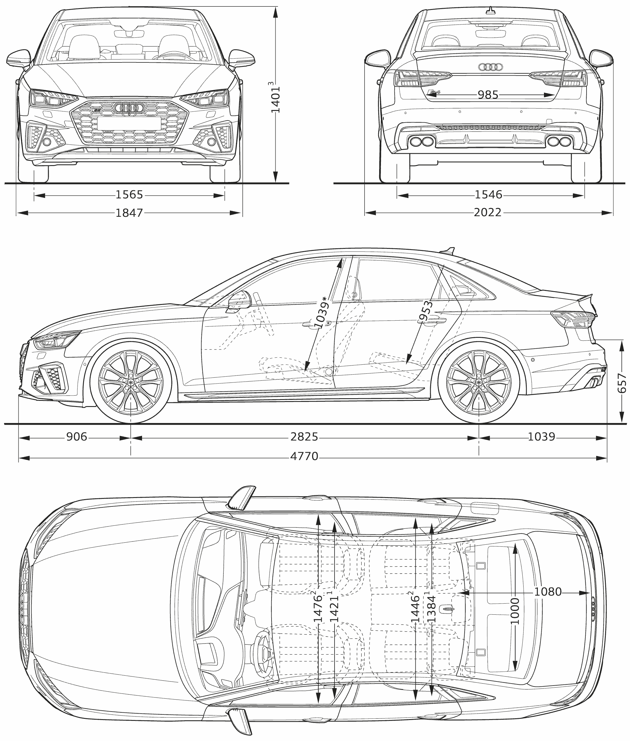Audi S4 Limousine blueprint