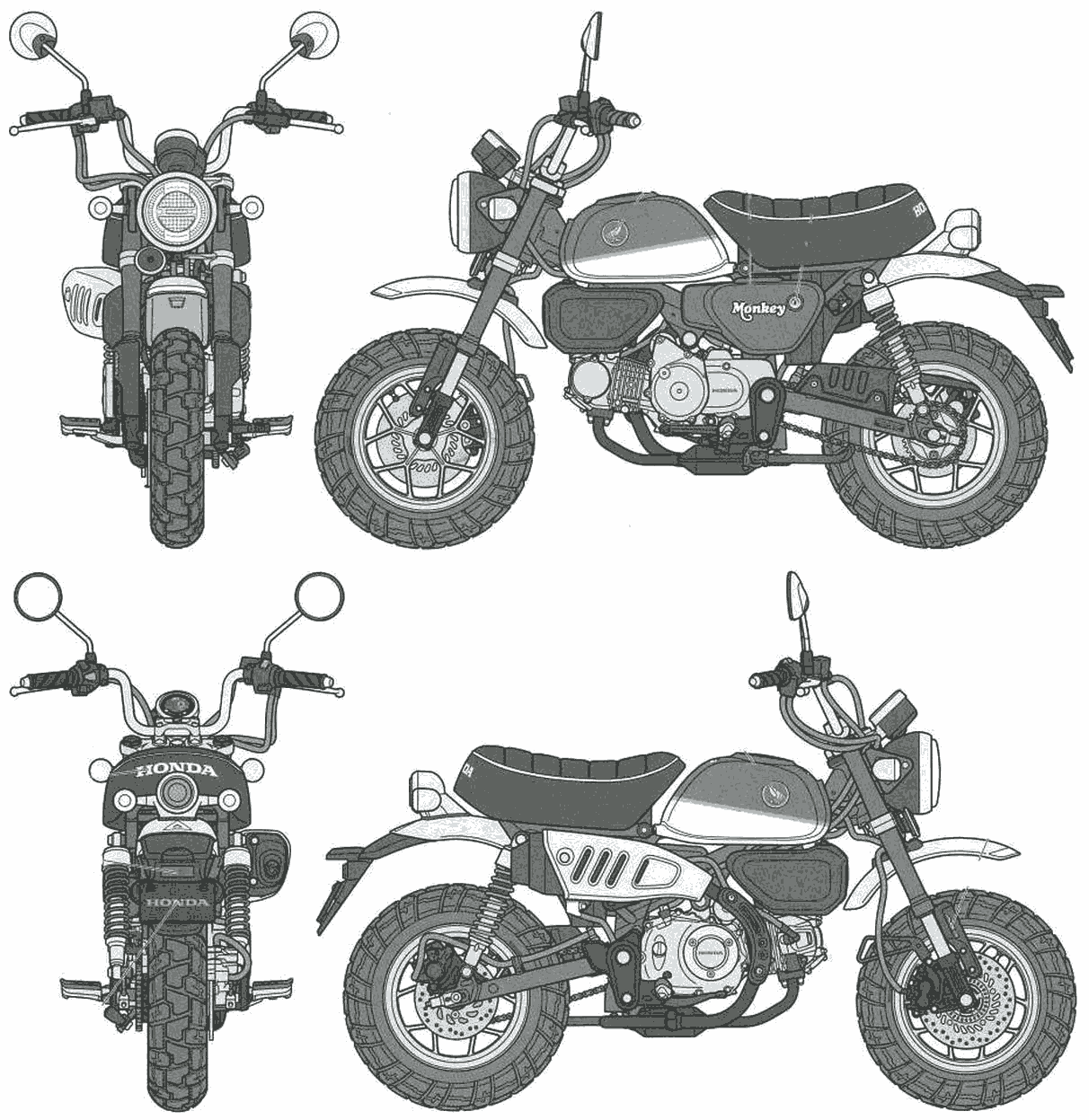 Honda Monkey 125 blueprint