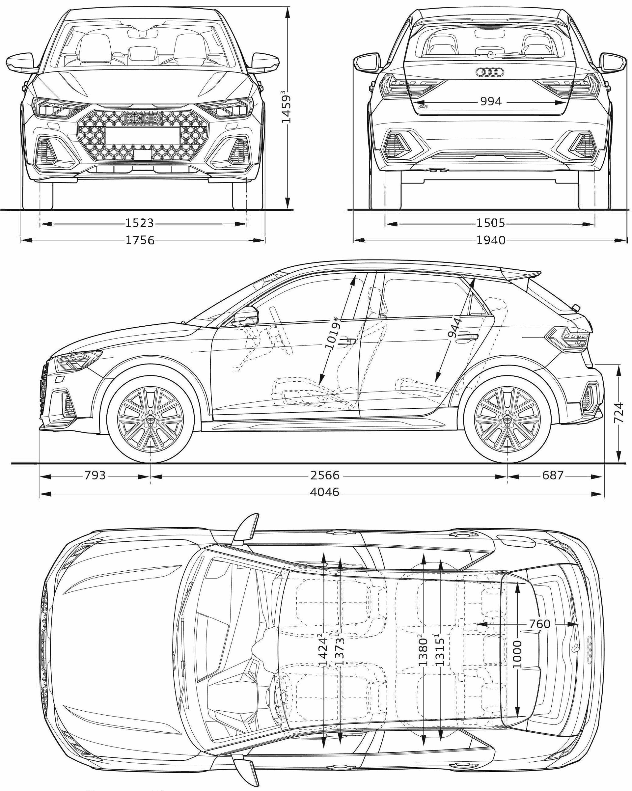 Audi A1 blueprint