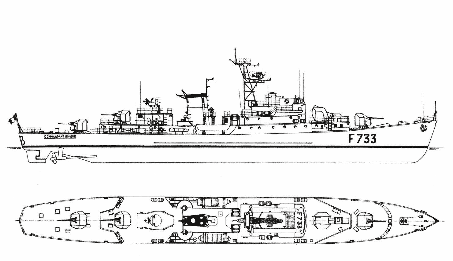 Commandant Rivière-class frigate blueprint