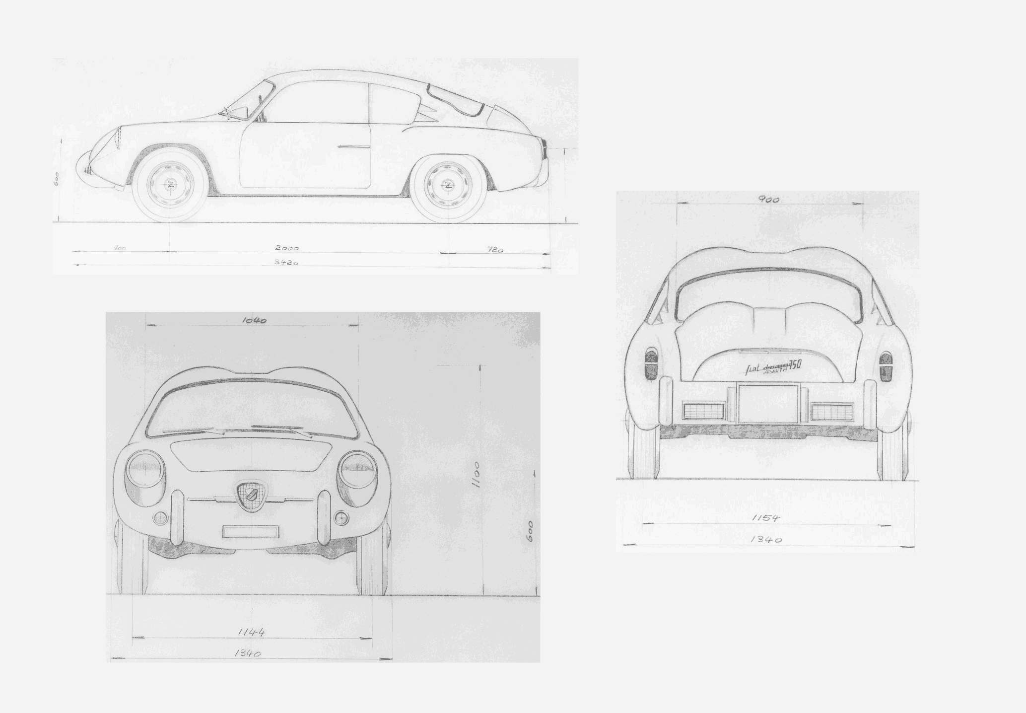 Fiat-Abarth 750 GT Double Bubble Zagato blueprint