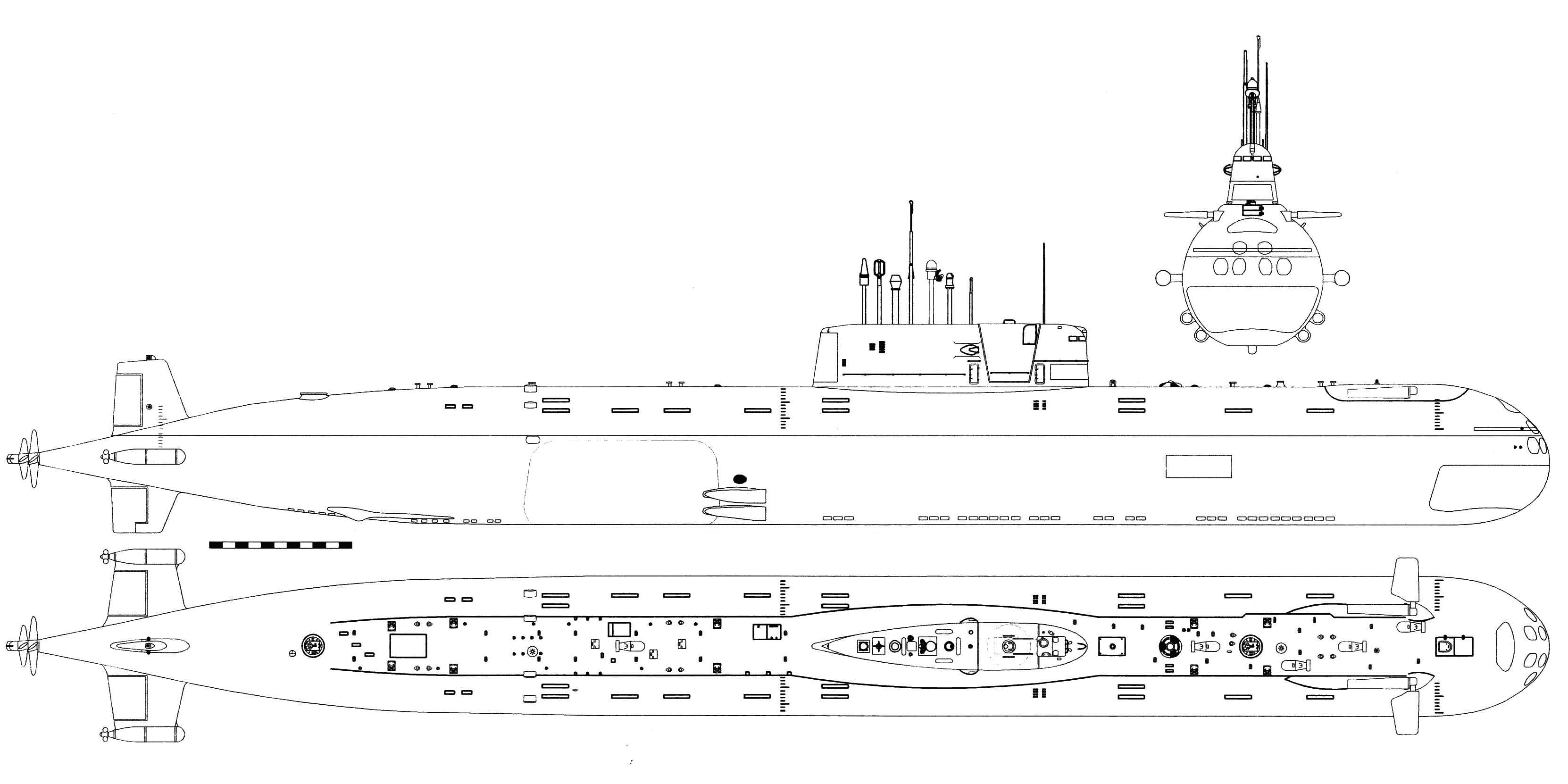Soviet submarine K-278 Komsomolets blueprint