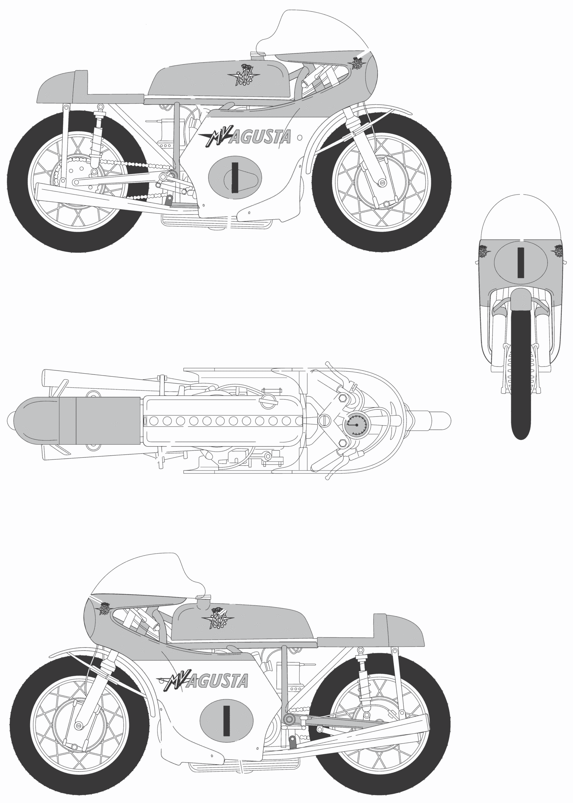MV Agusta 500 racers blueprint