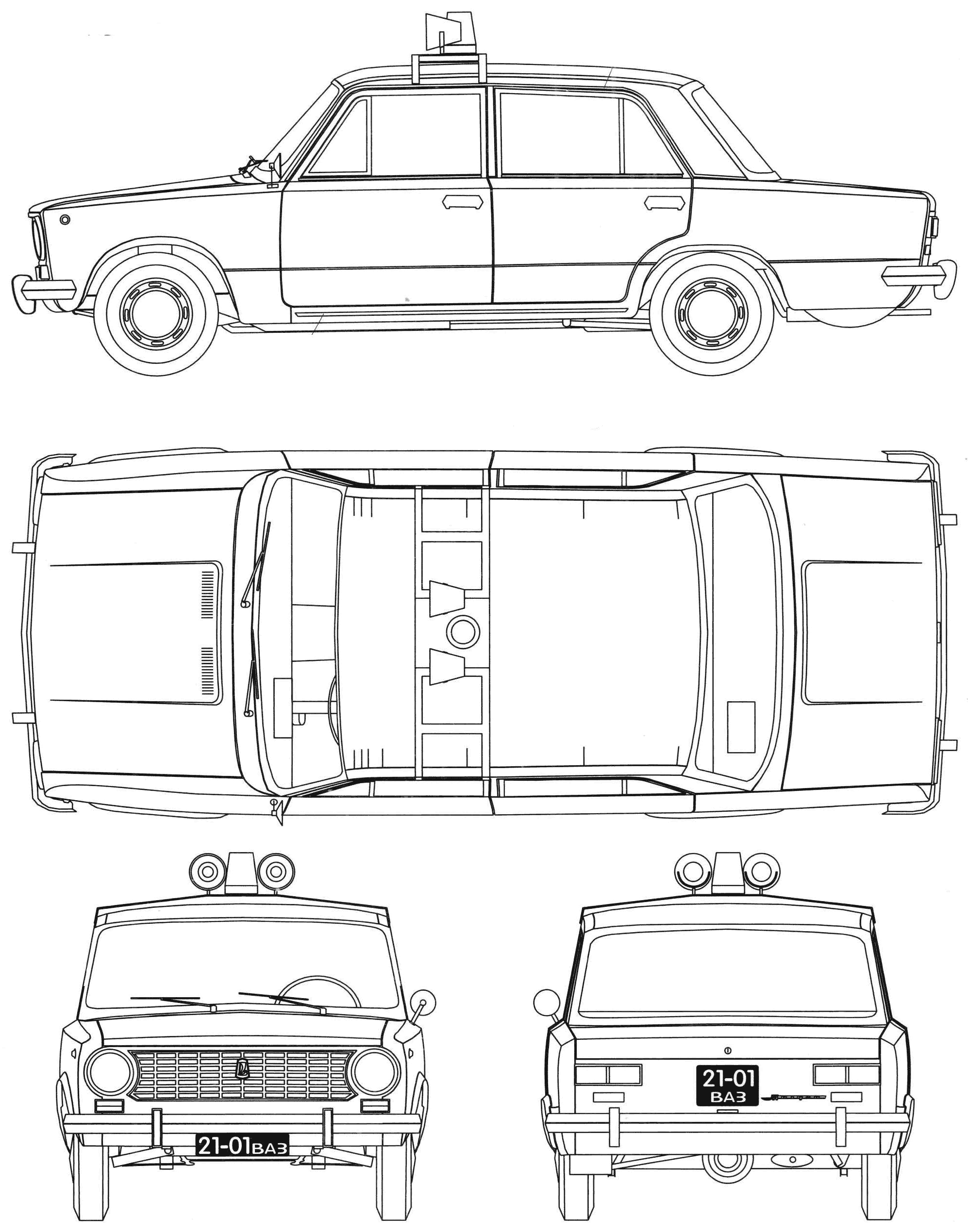 VAZ-2101 Police car blueprint