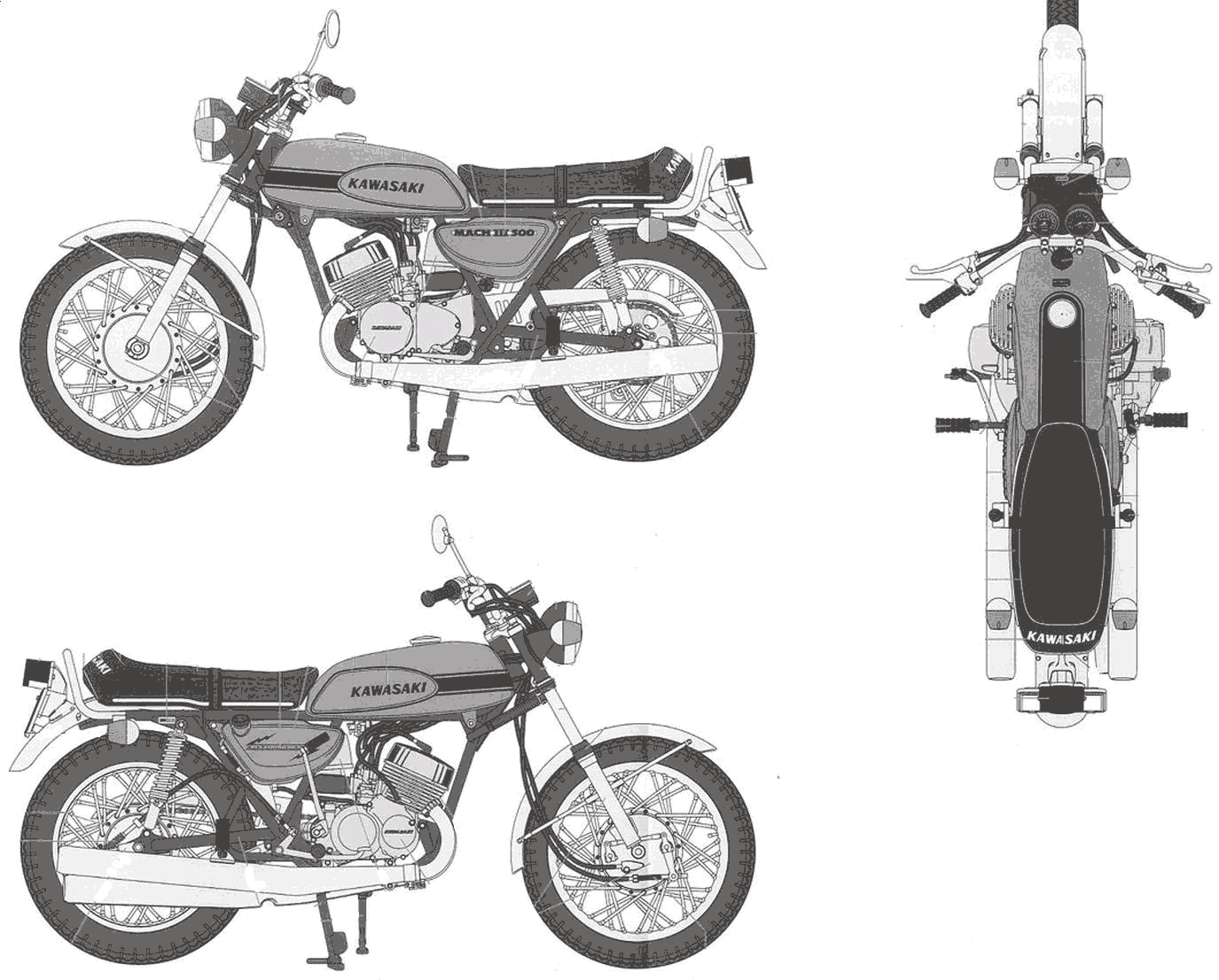 Kawasaki H1 Mach III blueprint
