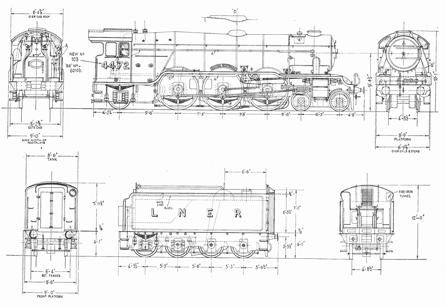 LNER Class A3 4472 Flying Scotsman blueprint
