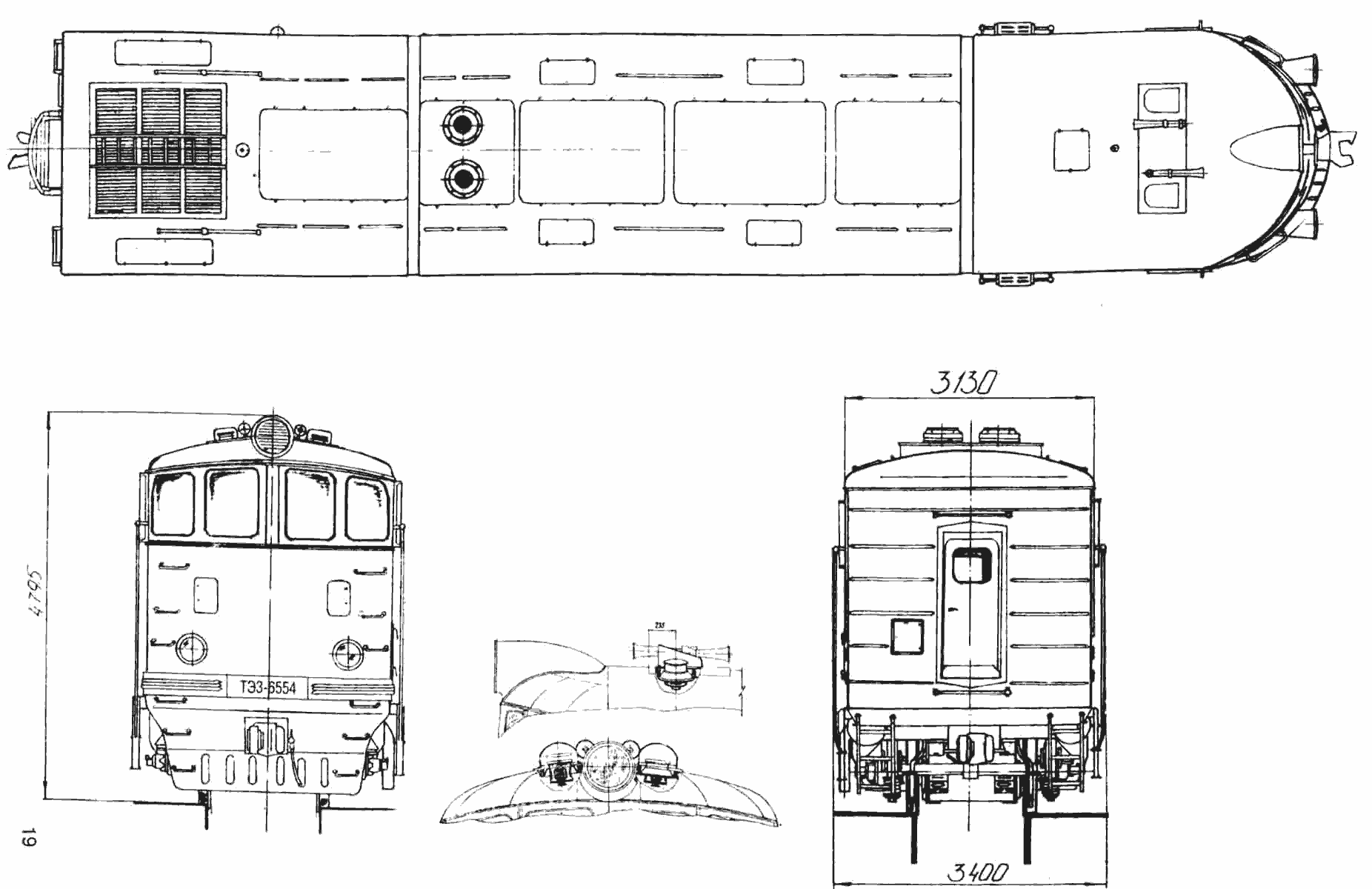 TE3 diesel locomotive blueprint