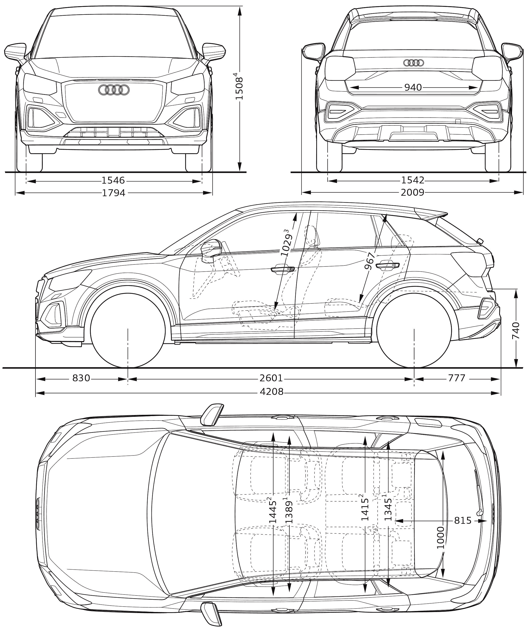 Audi Q2 2020 blueprint