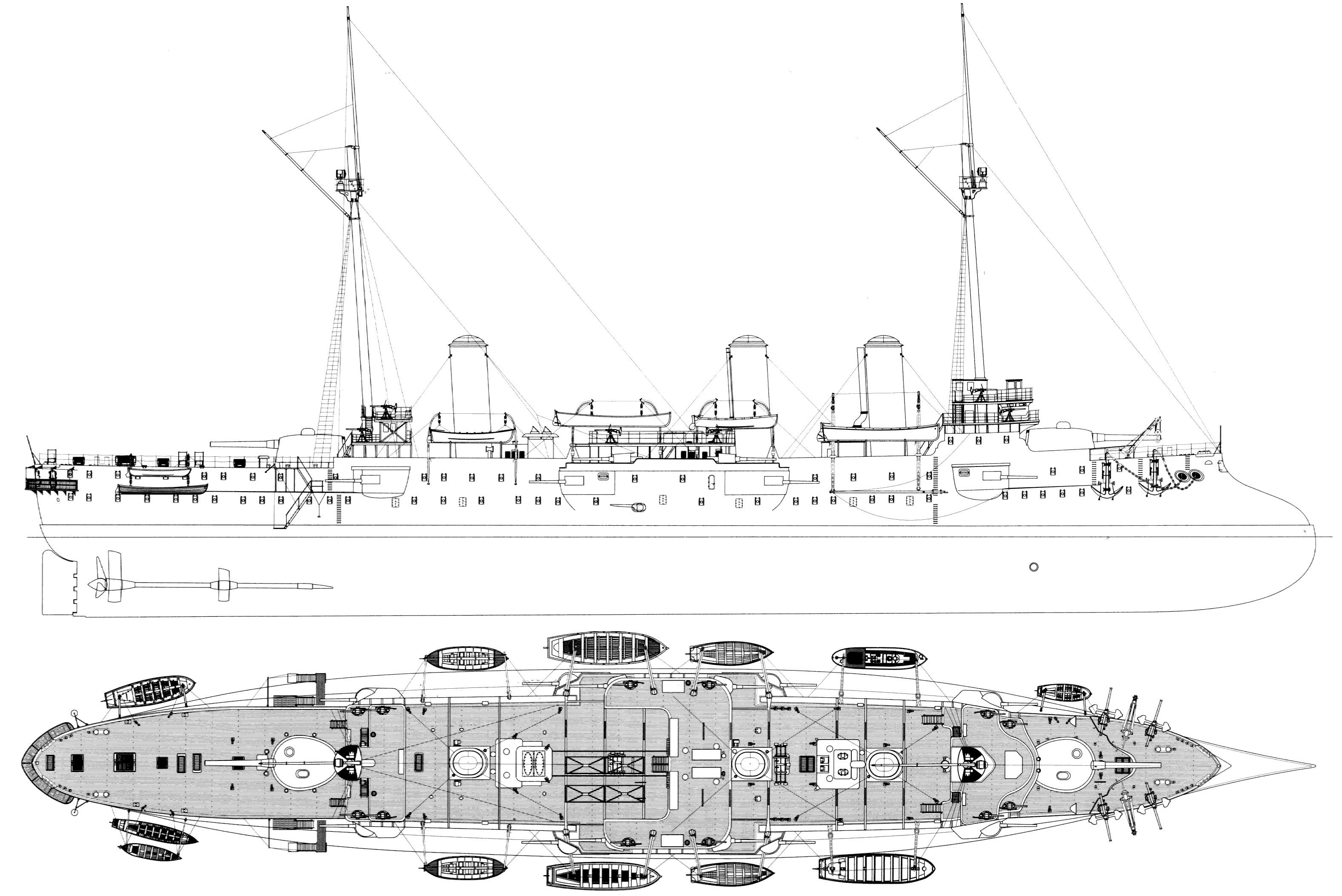 French cruiser D'Entrecasteaux blueprint