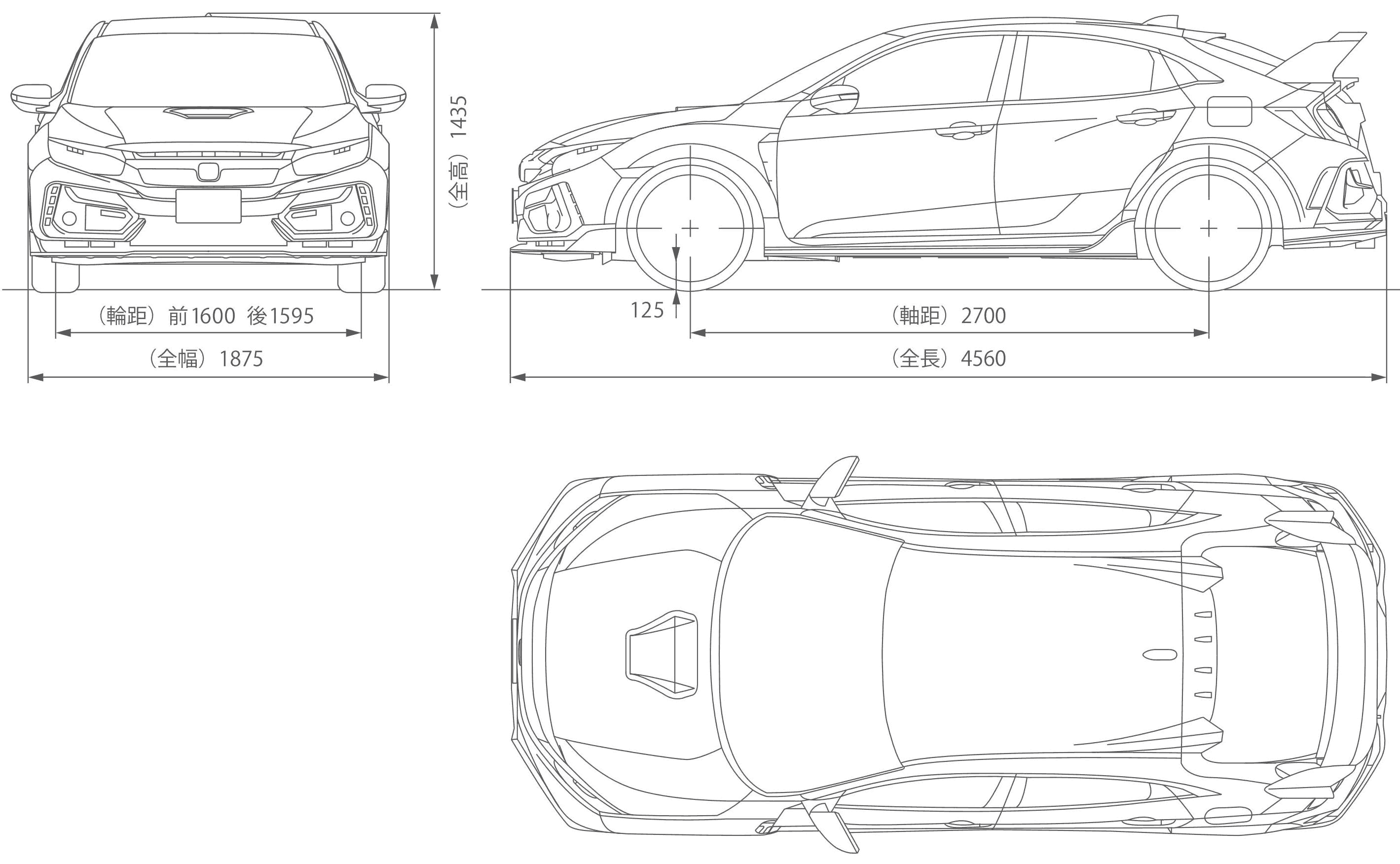 Honda Civic Type R blueprint