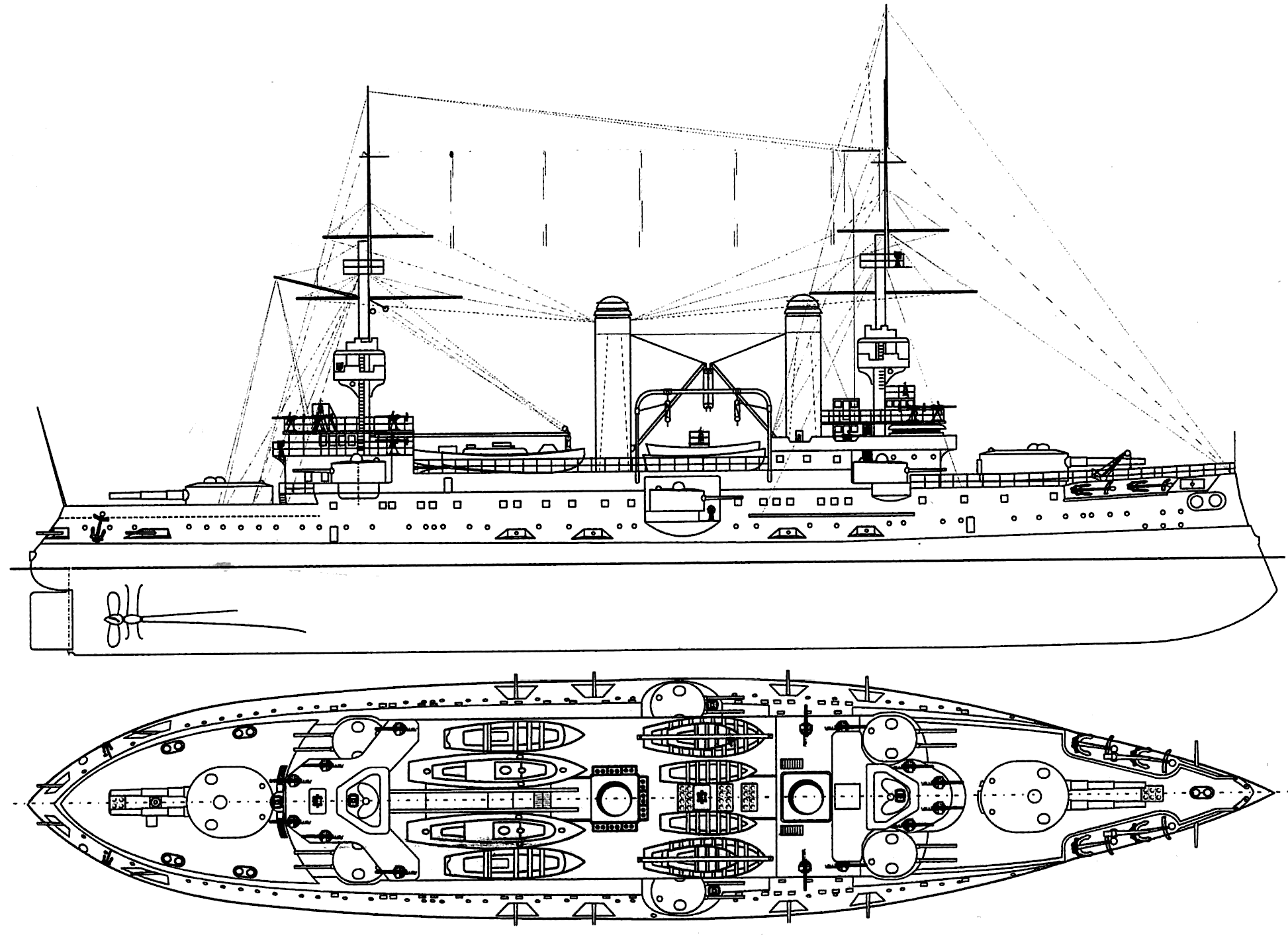 Russian battleship Tsesarevich blueprint