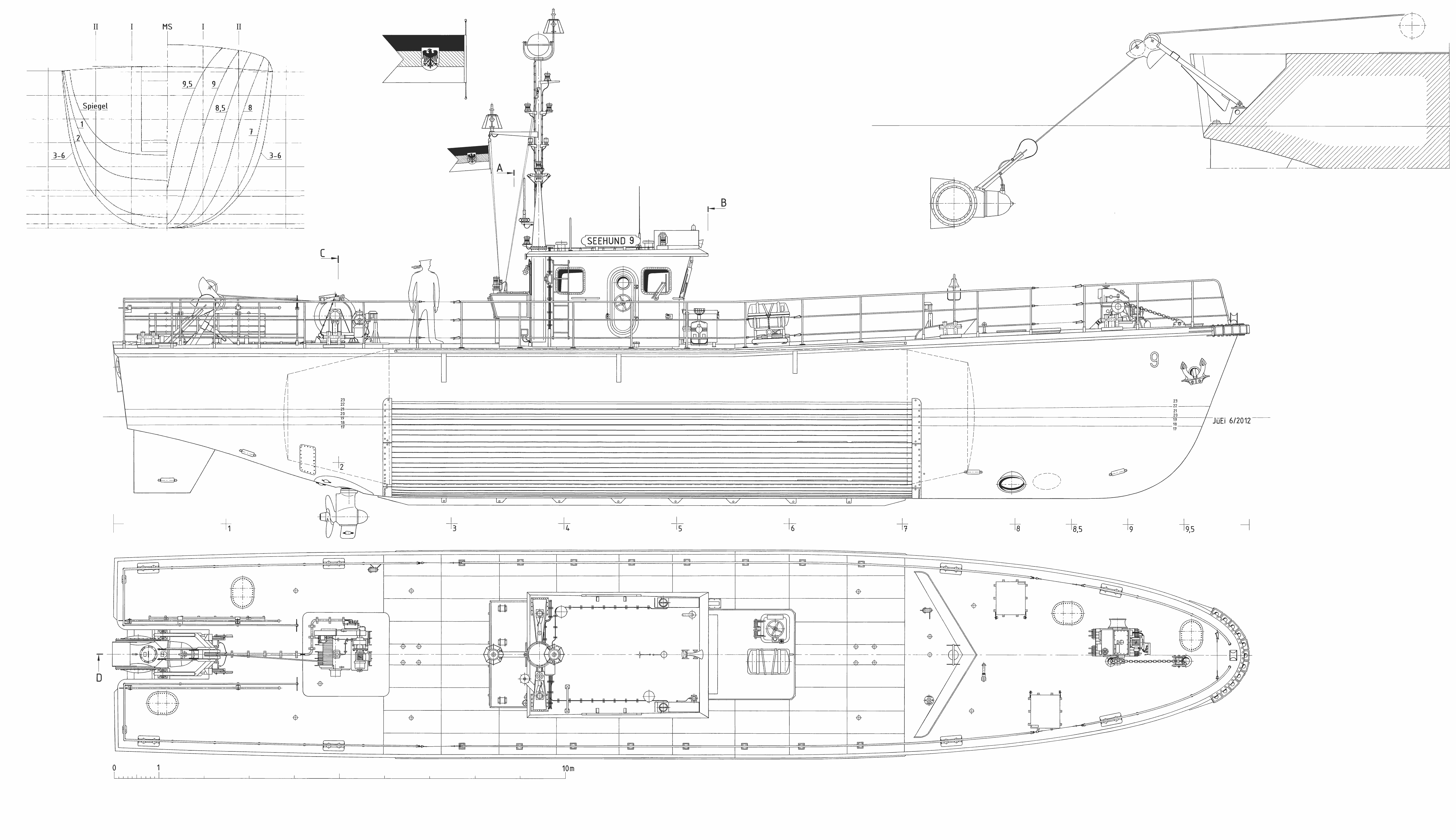 Ensdorf-class minesweeper Seehund ROV blueprint