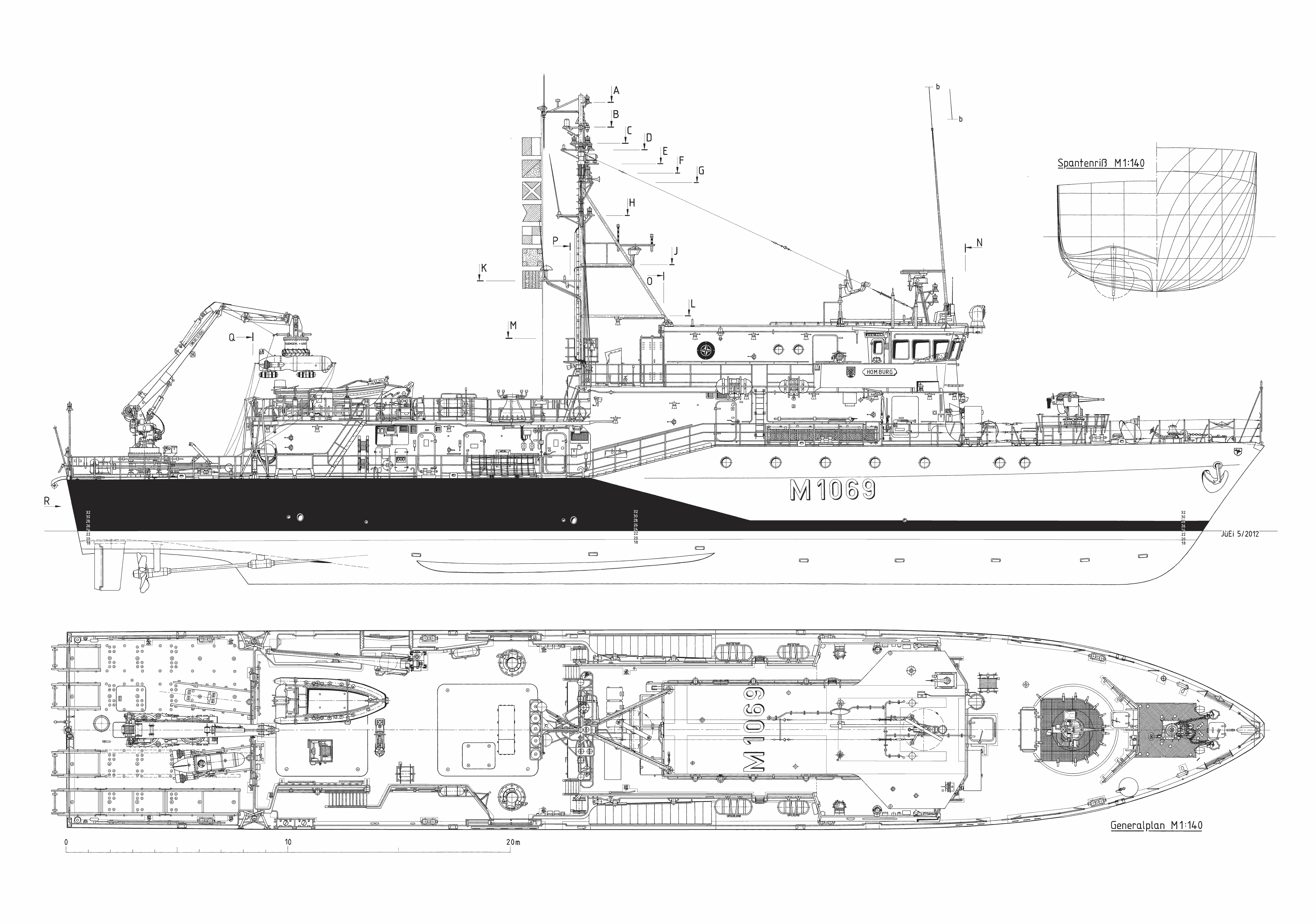 Frankenthal-class minehunter Homburg M1069 blueprint