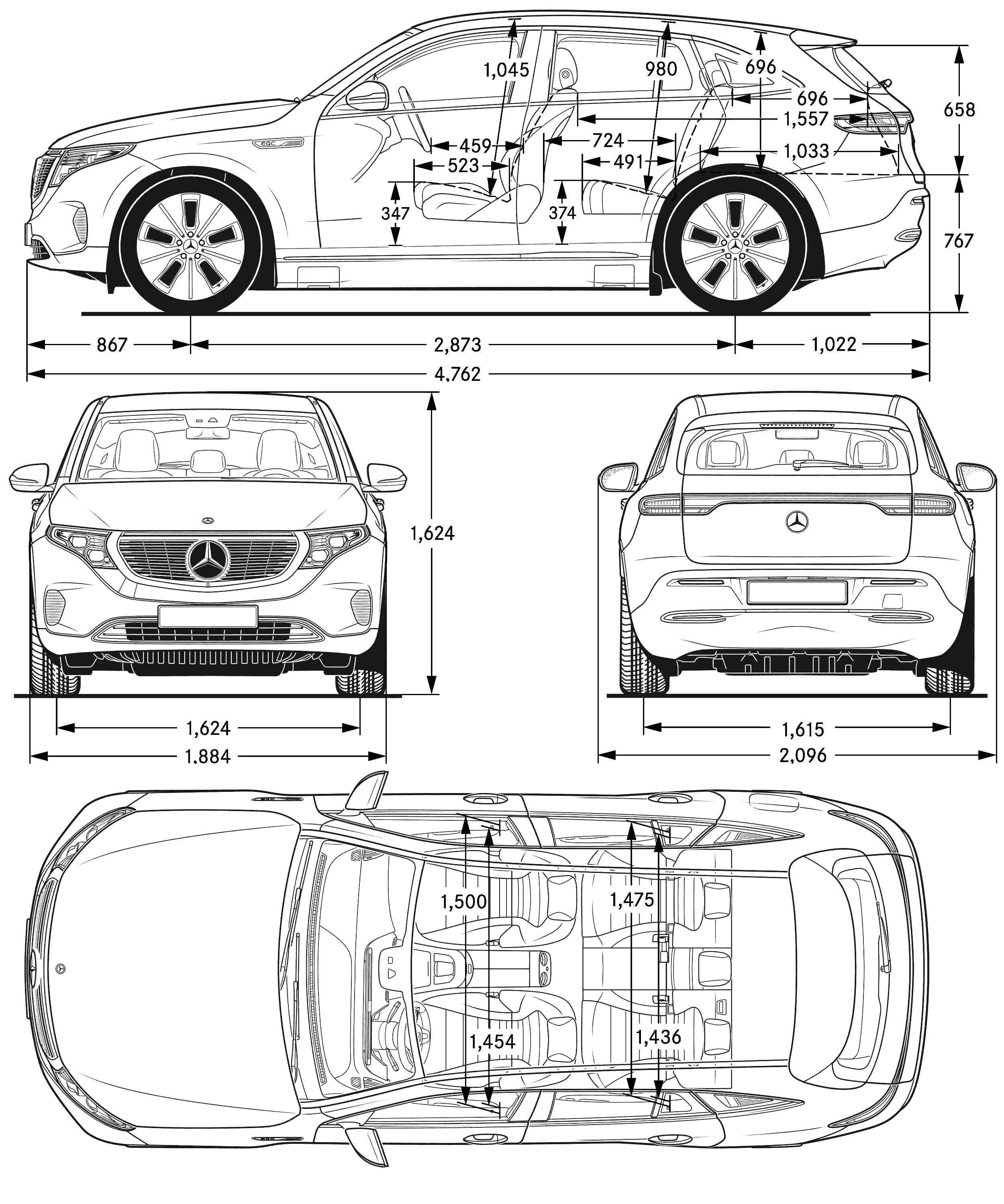 Mercedes-Benz EQC blueprint