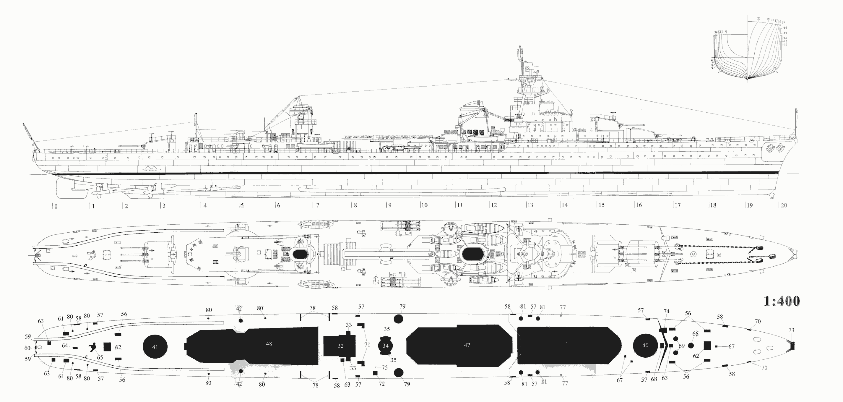 French cruiser Émile Bertin blueprint
